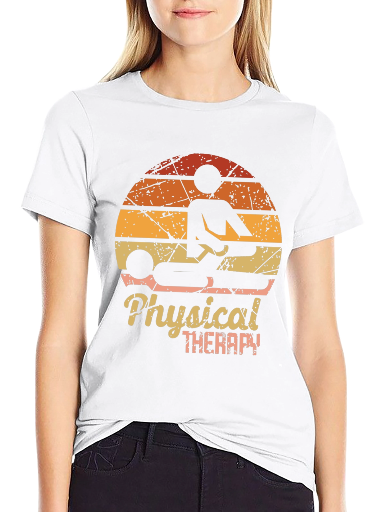 Black Physical Therapy Graphic Tee - Vintage Sunset Design view 9