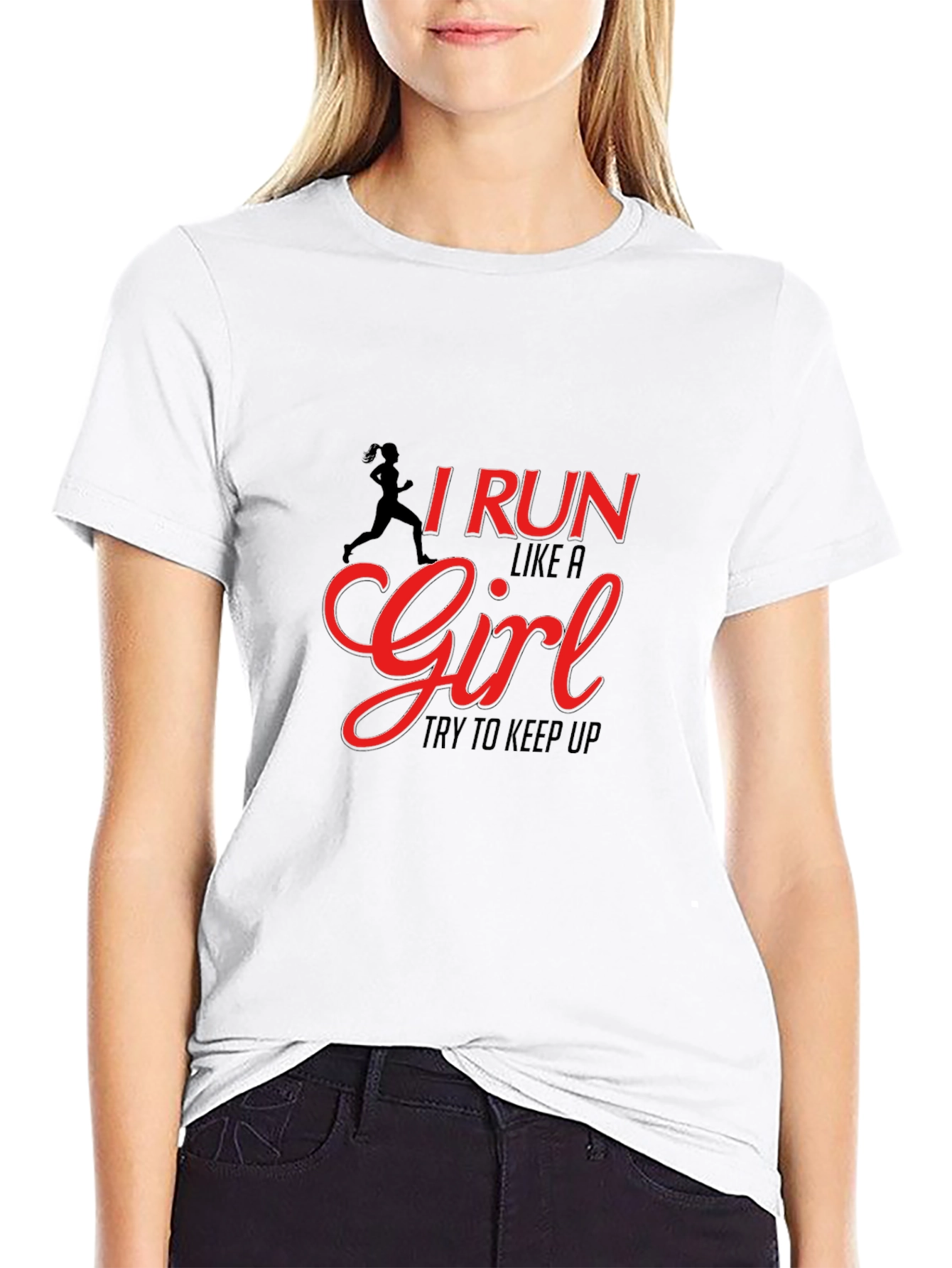 Black I Run Like A Girl Black T-Shirt view 9
