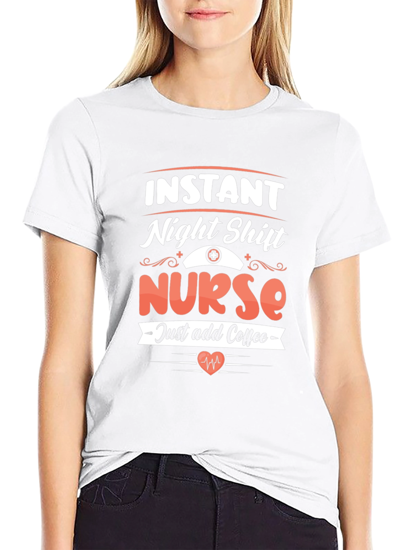 Black Instant Night Shift Nurse Add Coffee T-Shirt view 9