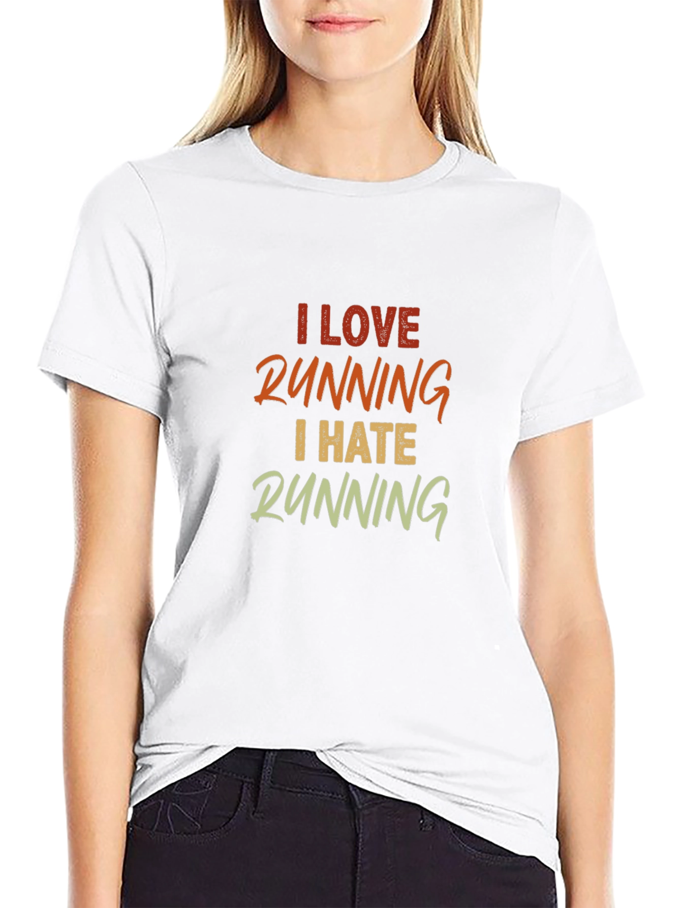 Black I Love Running I Hate Running Graphic Tee view 9