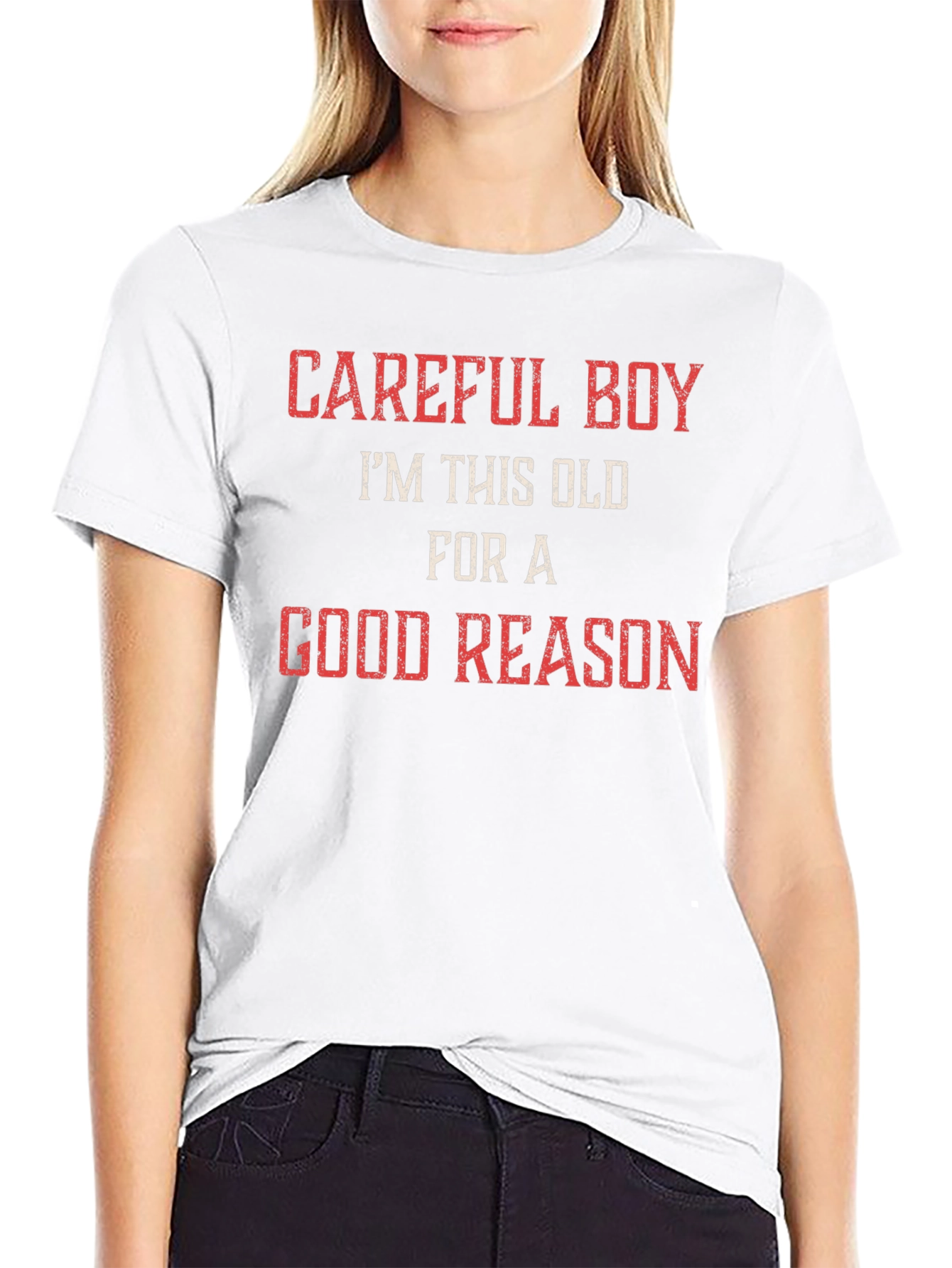 Black Careful Boy I'm This Old For A Good Reason Humor T-Shirt view 9