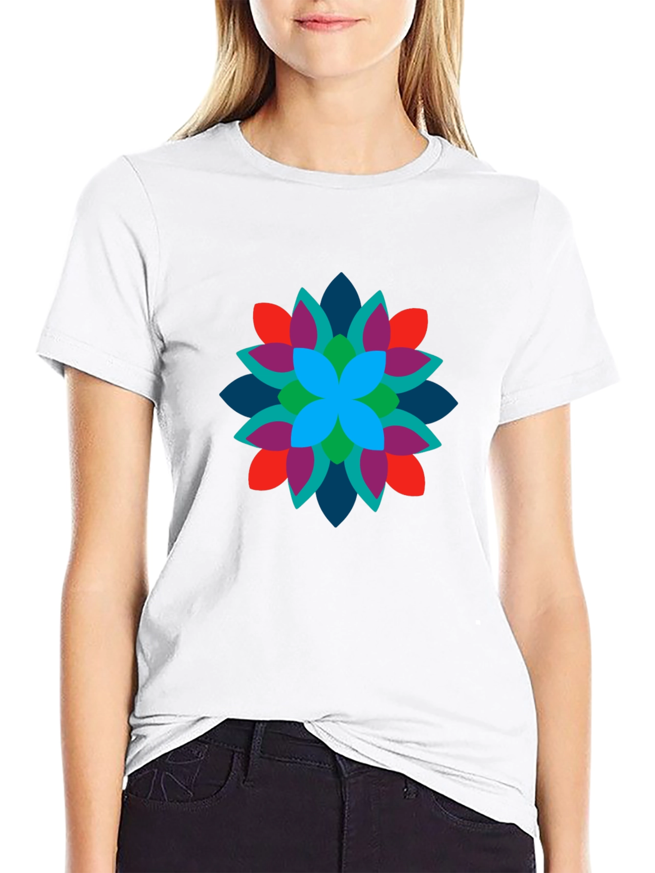Black Floral Burst Black T-Shirt - Vibrant Design view 9