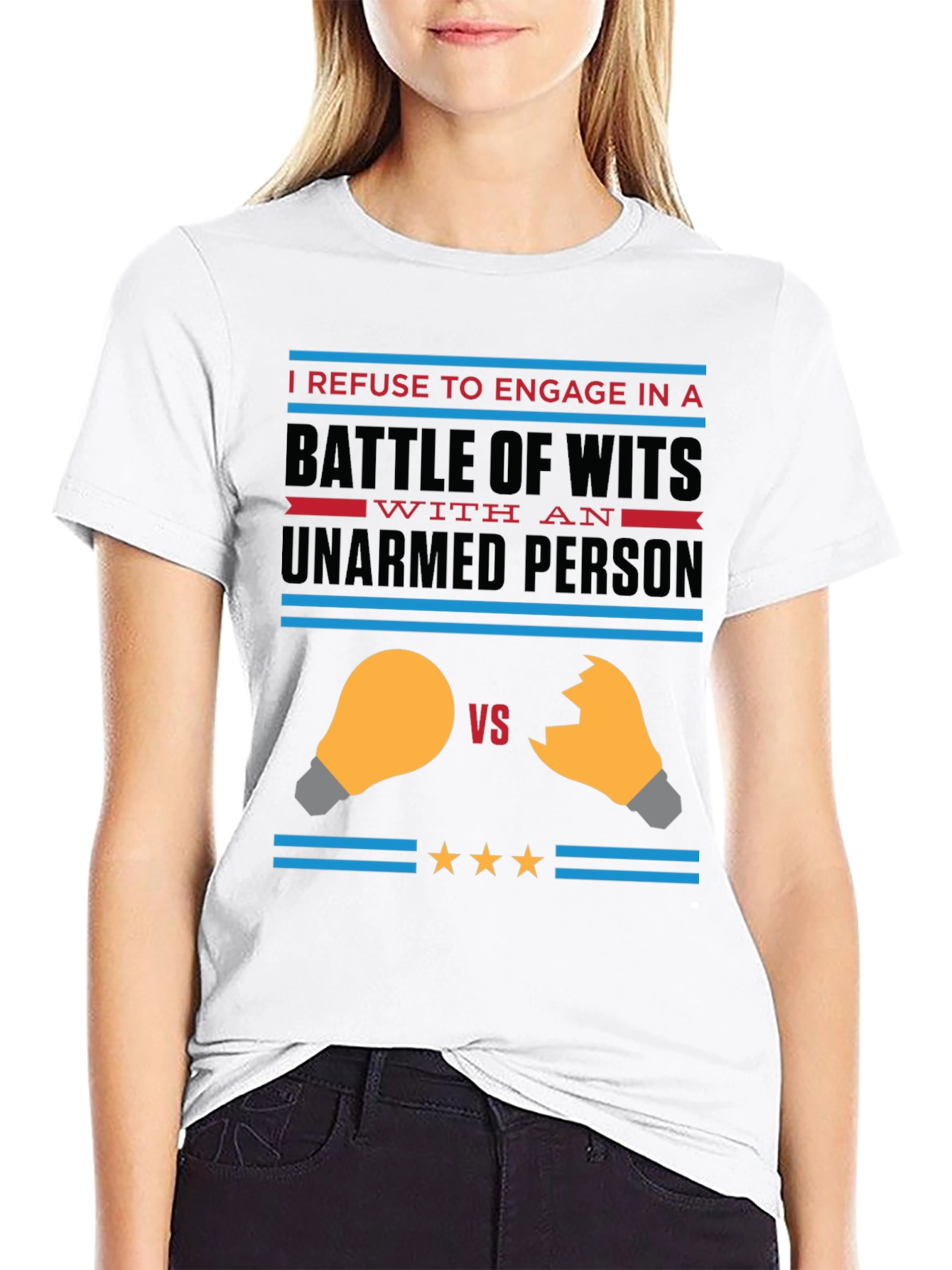 Black Funny "Battle of Wits" Graphic Tee view 9