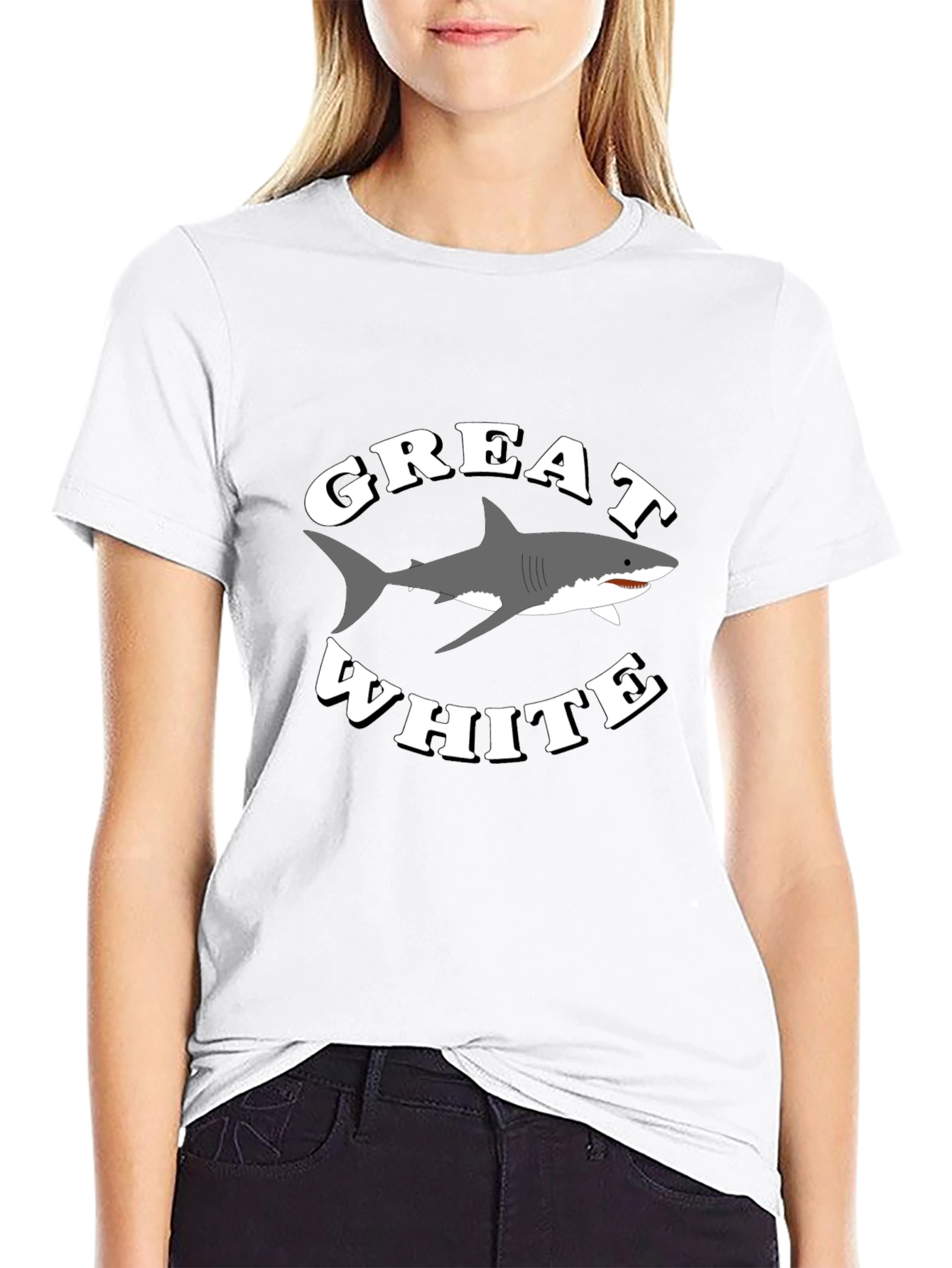 Black Great White Shark Graphic T-Shirt - Black view 9