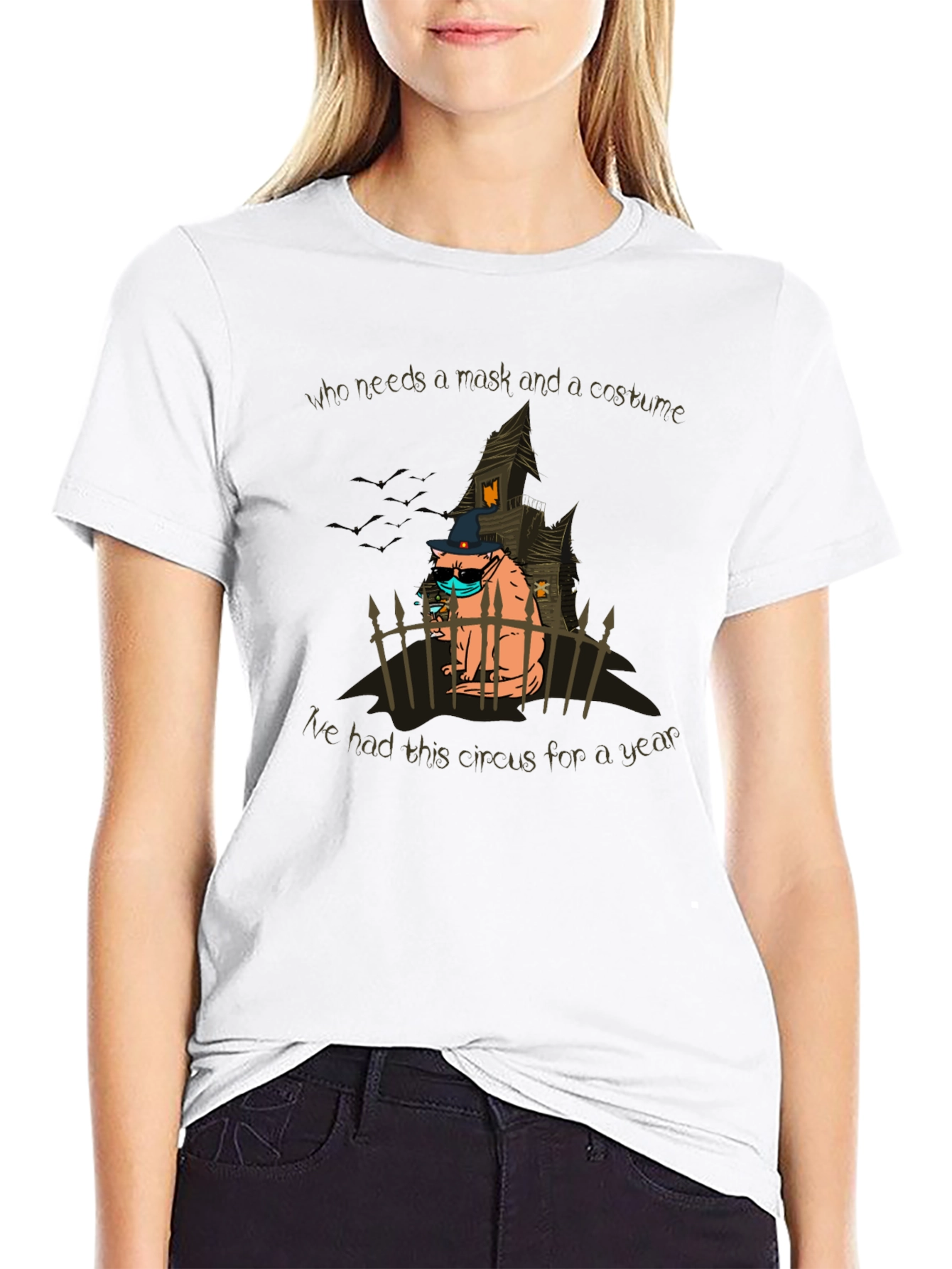 Black Halloween Cat T-Shirt: Circus Costume view 9