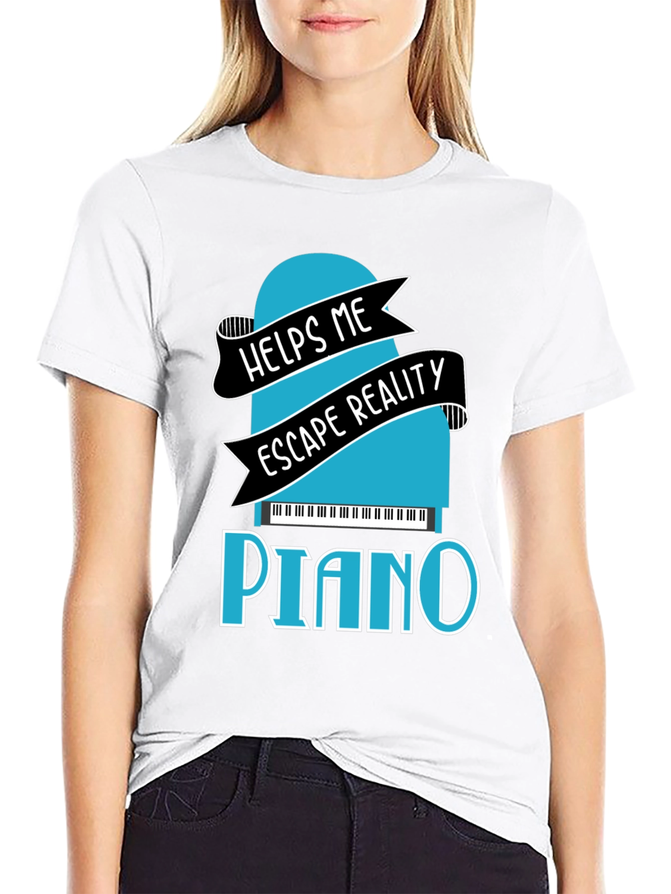 Black Piano Escape Reality Graphic T-Shirt view 9