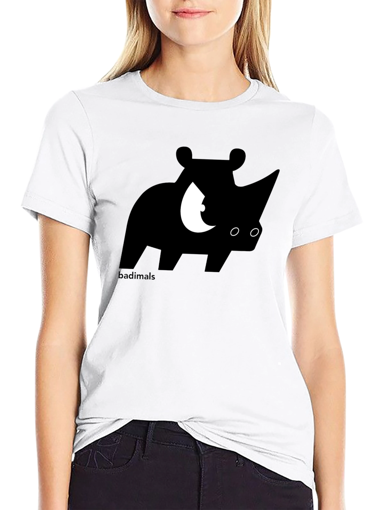 Black Rhinoceros Graphic Print Black T-Shirt view 9