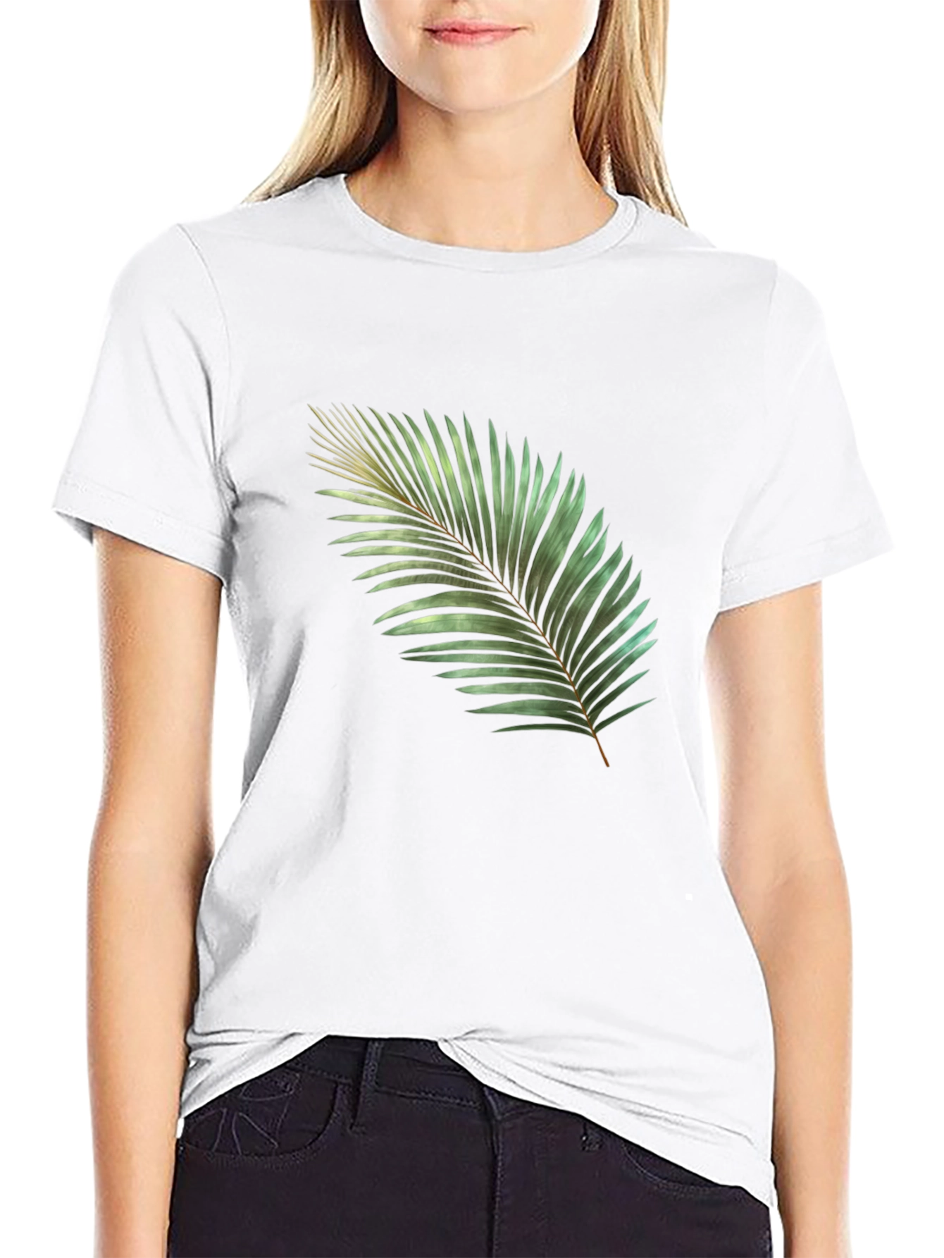 Black Tropical Palm Leaf Graphic T-Shirt - Black view 9