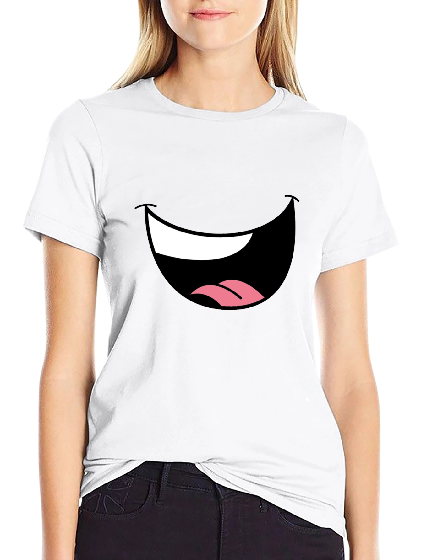 Black Funny Face Graphic Black T-Shirt view 9
