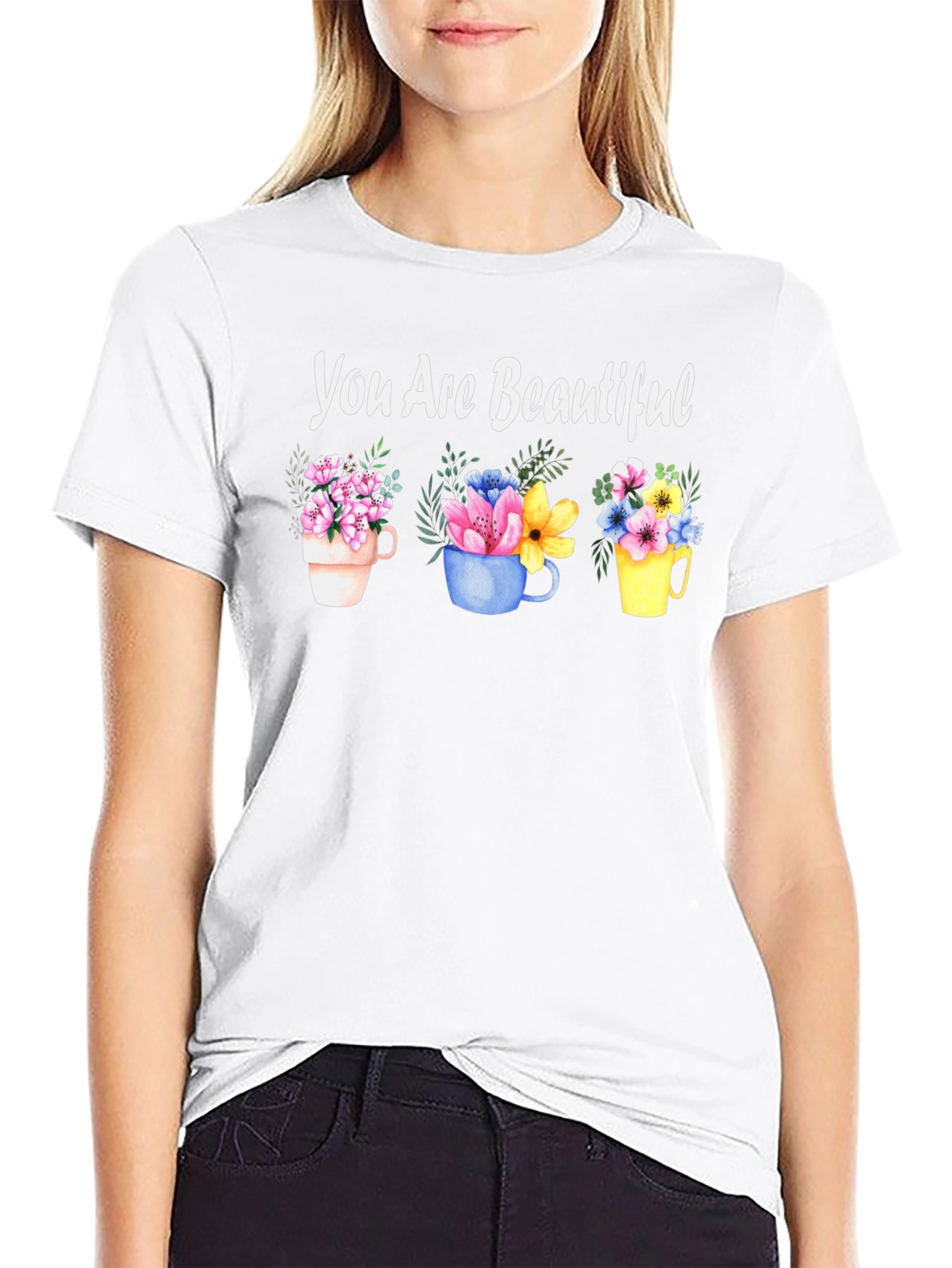 Black You Are Beautiful Floral Mug T-Shirt view 9