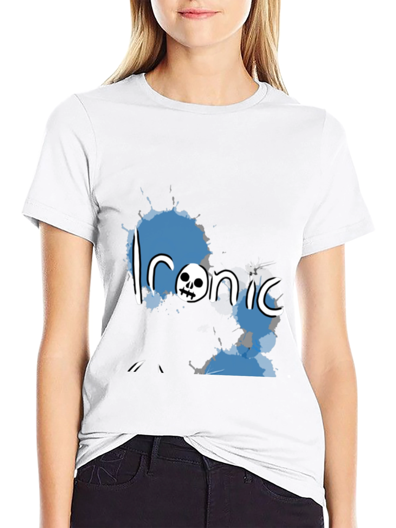 Black Ironic Skull Graphic Black T-Shirt view 9