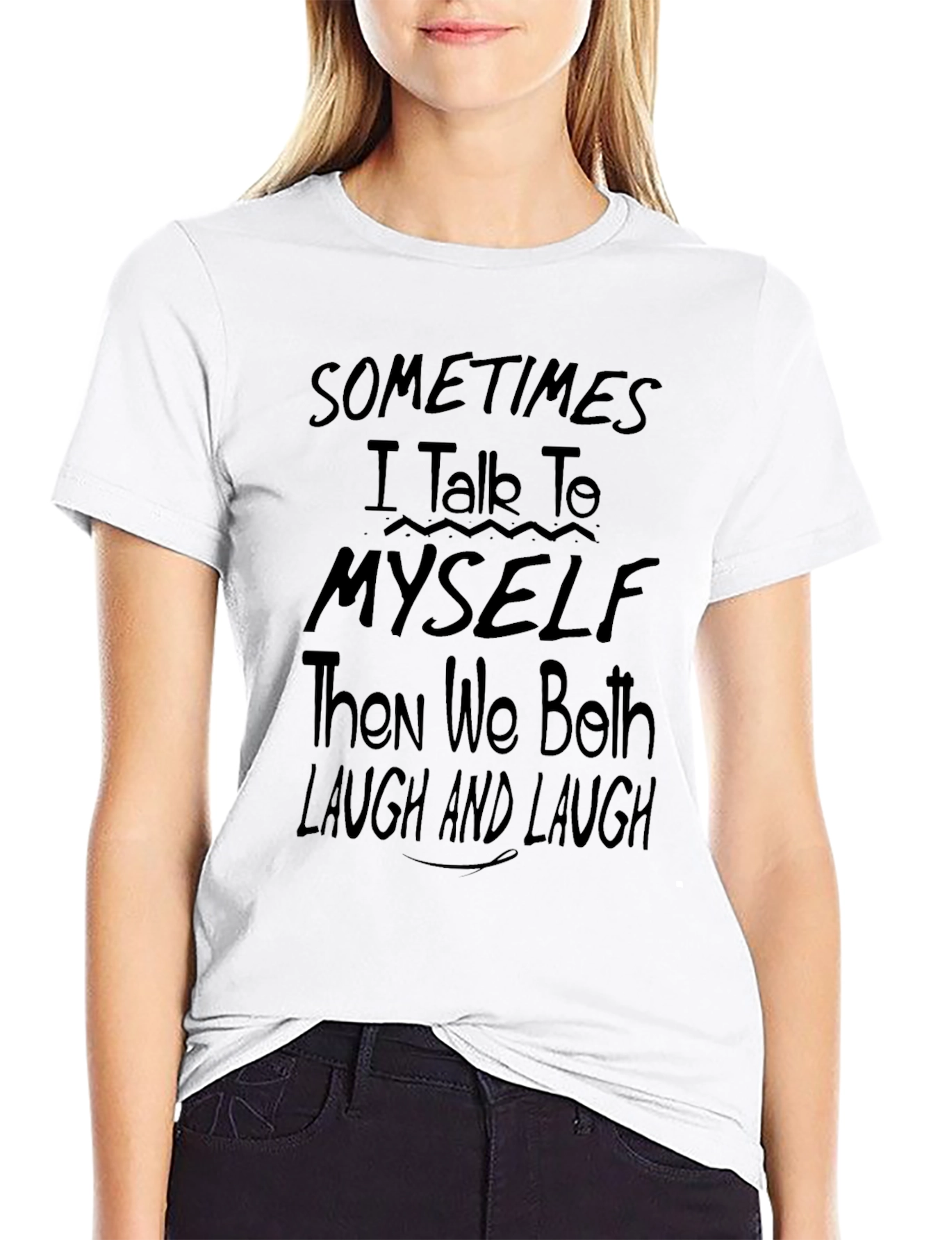 Black Sometimes I Talk To Myself Black Graphic Tee view 9
