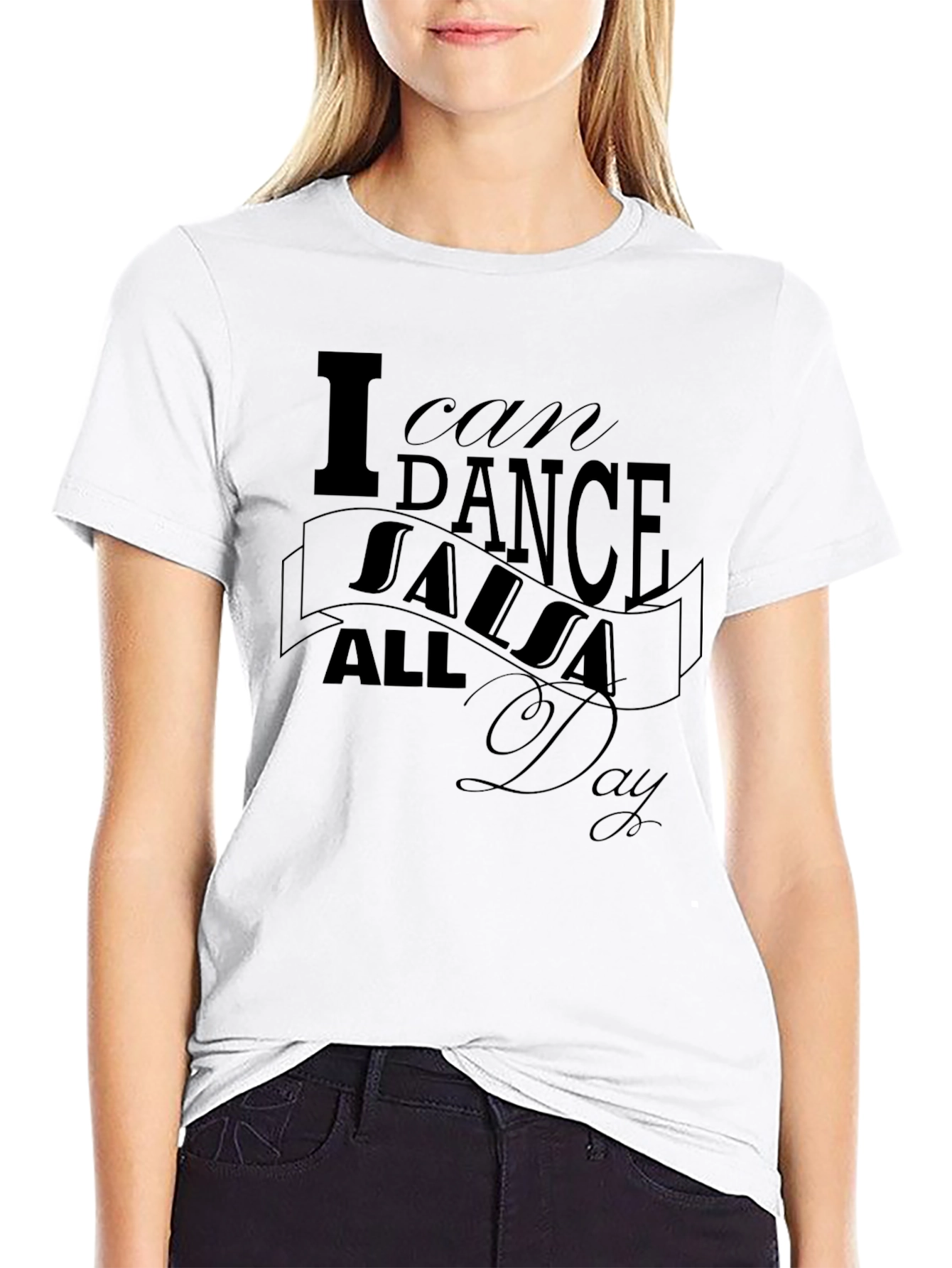 Black I Can Dance Salsa All Day Graphic Tee view 9