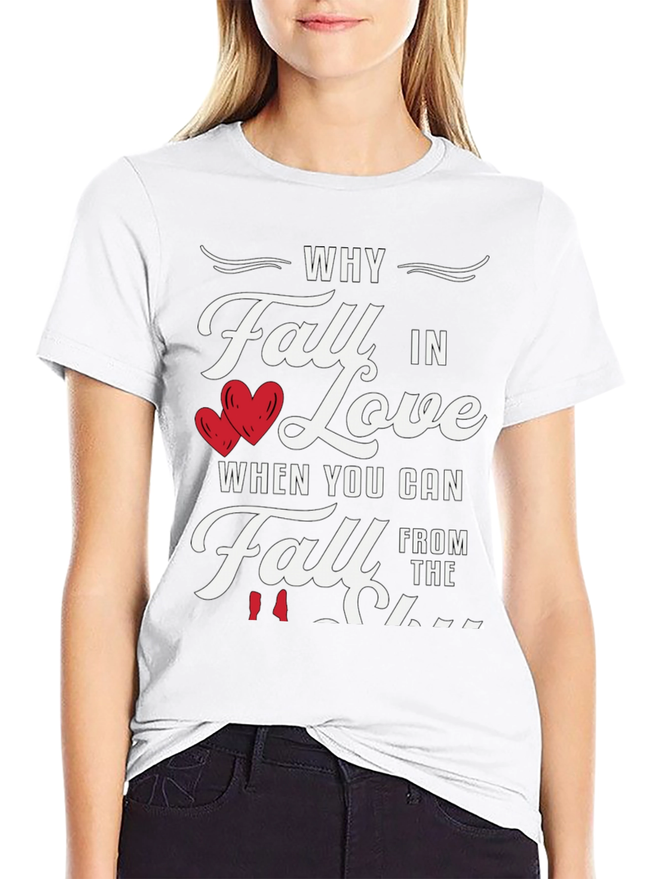 Black Why Fall in Love Funny Graphic Tee view 9