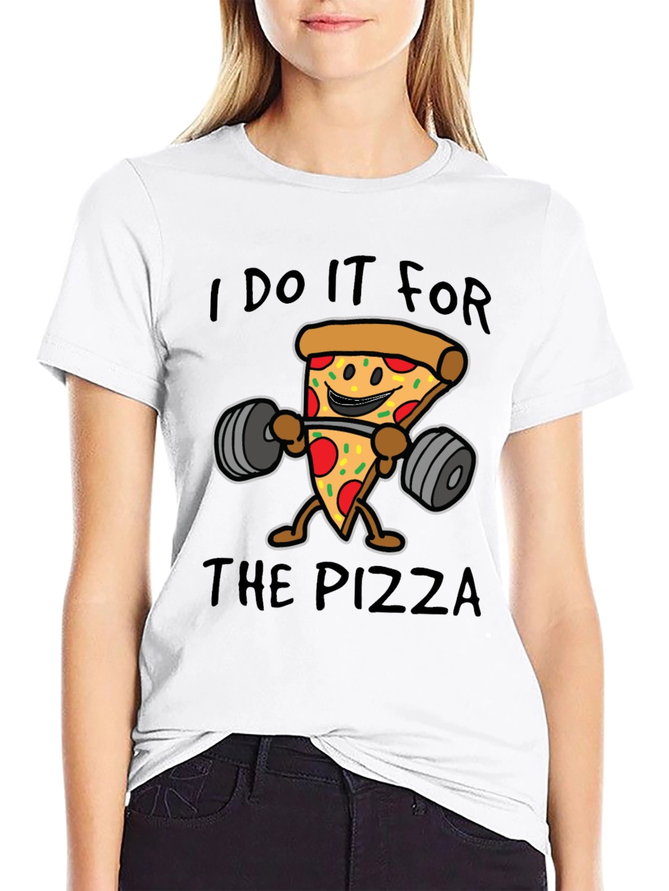 Black I Do It For The Pizza Black T-Shirt view 9