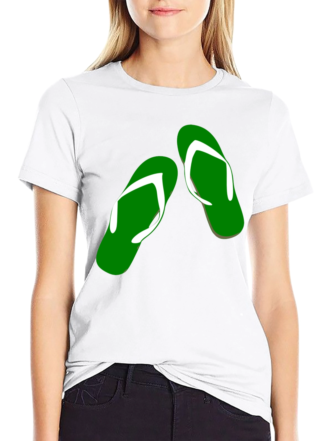 Black Green Flip Flop Graphic Tee - Casual Style view 9