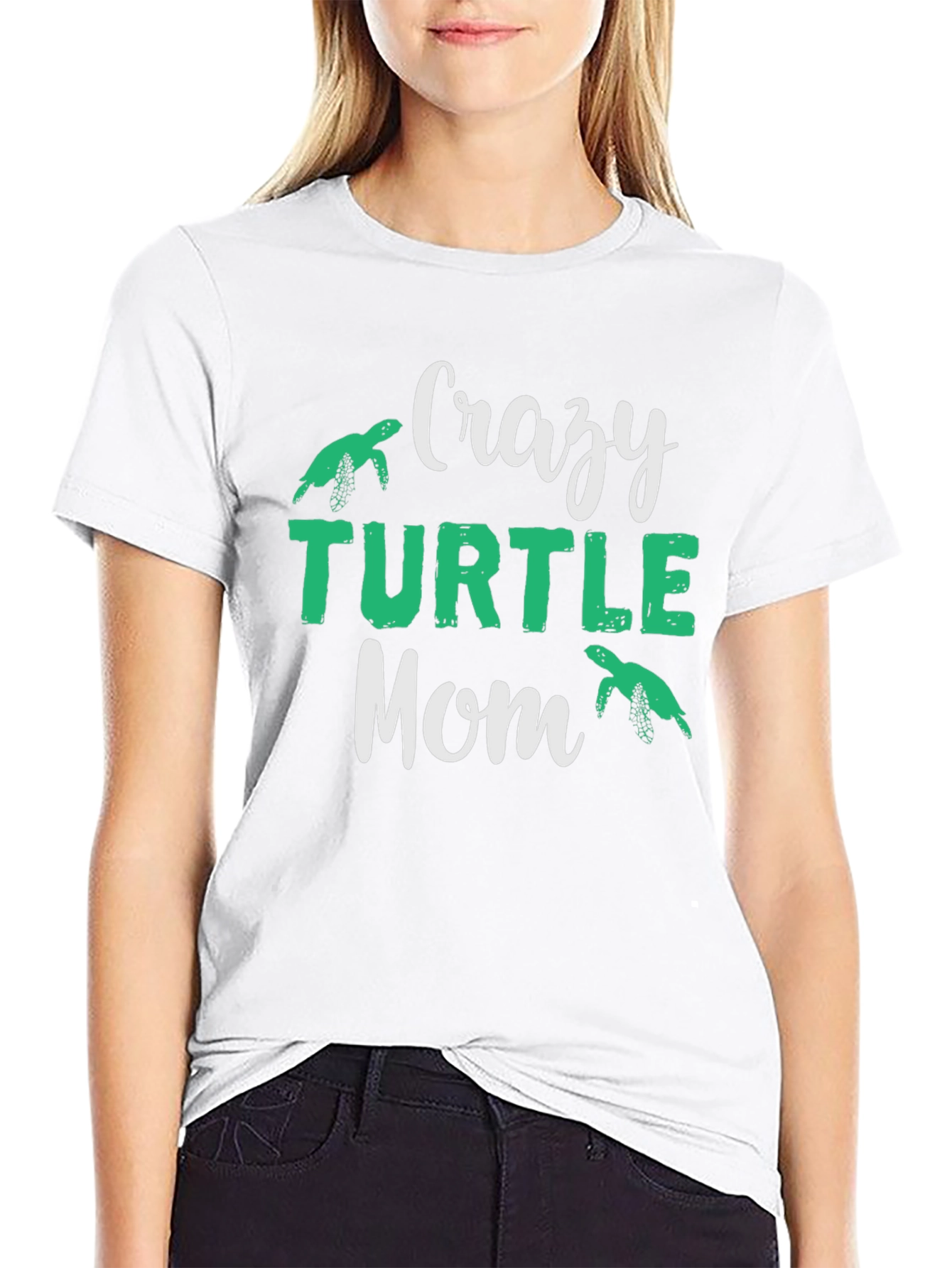 Black Crazy Turtle Mom T-Shirt view 9
