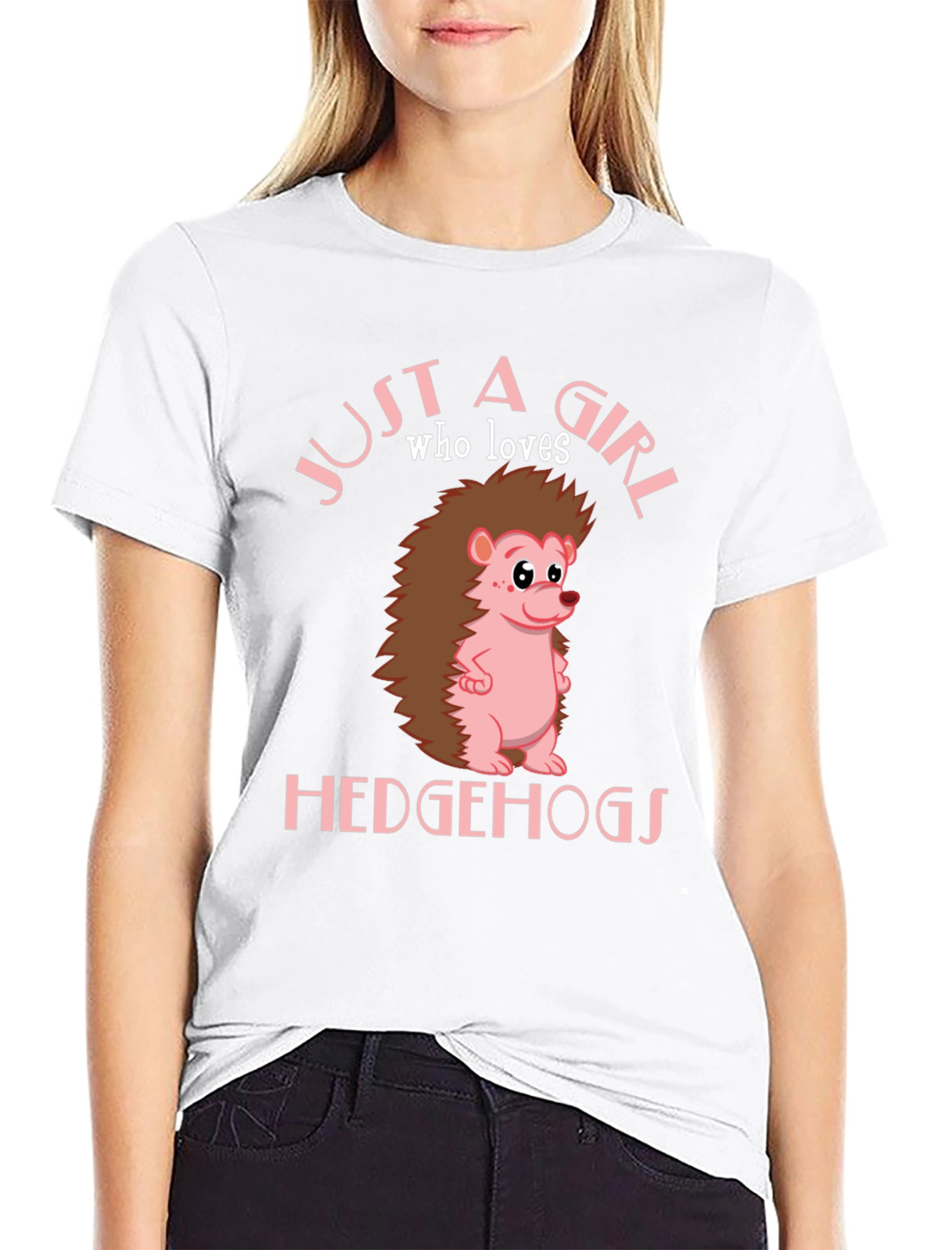 Black Just a Girl Who Loves Hedgehogs T-Shirt view 9