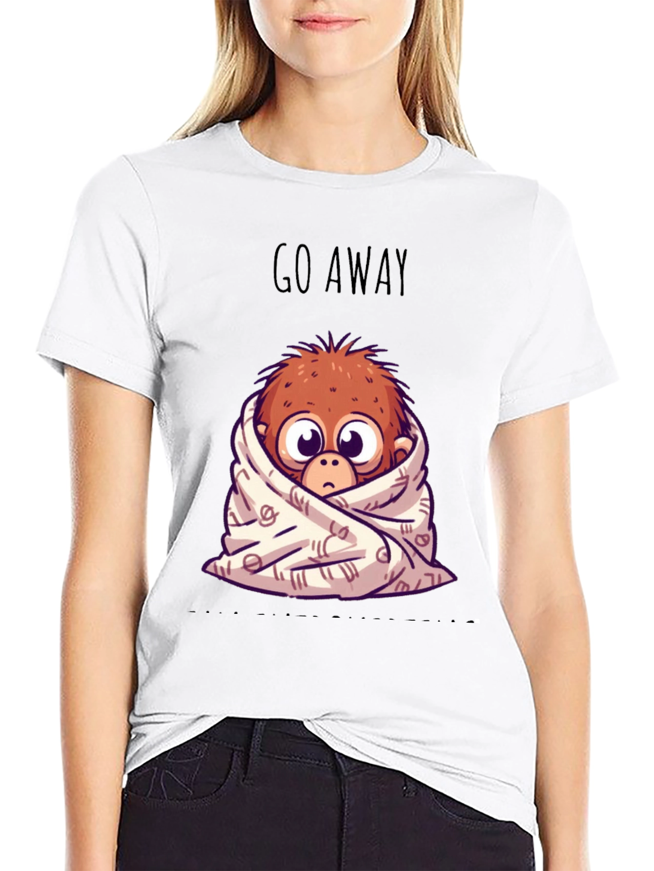 Black Cozy Monkey Graphic T-Shirt - Go Away view 9
