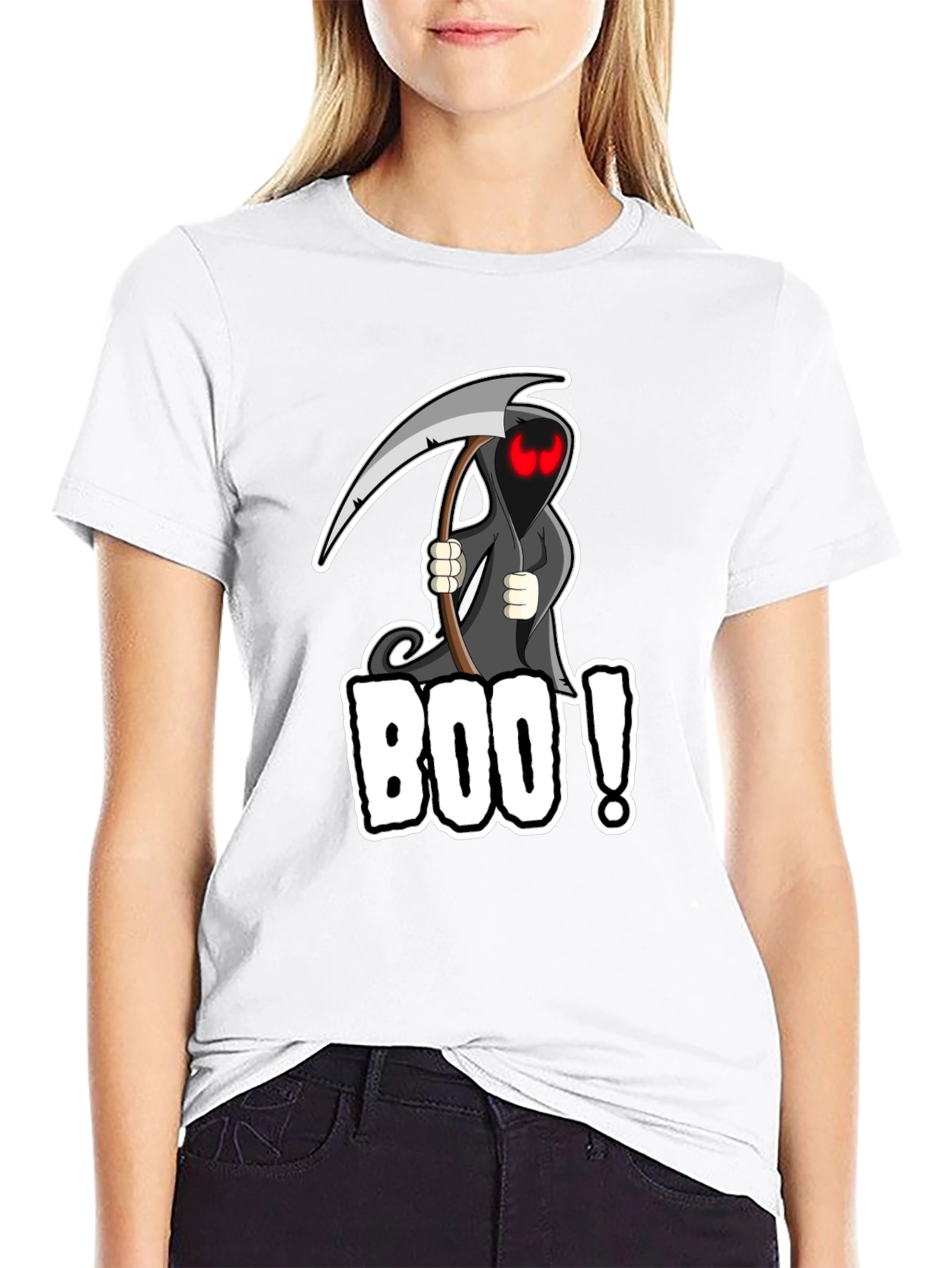 Black Boo! Grim Reaper Graphic Black T-Shirt  view 9