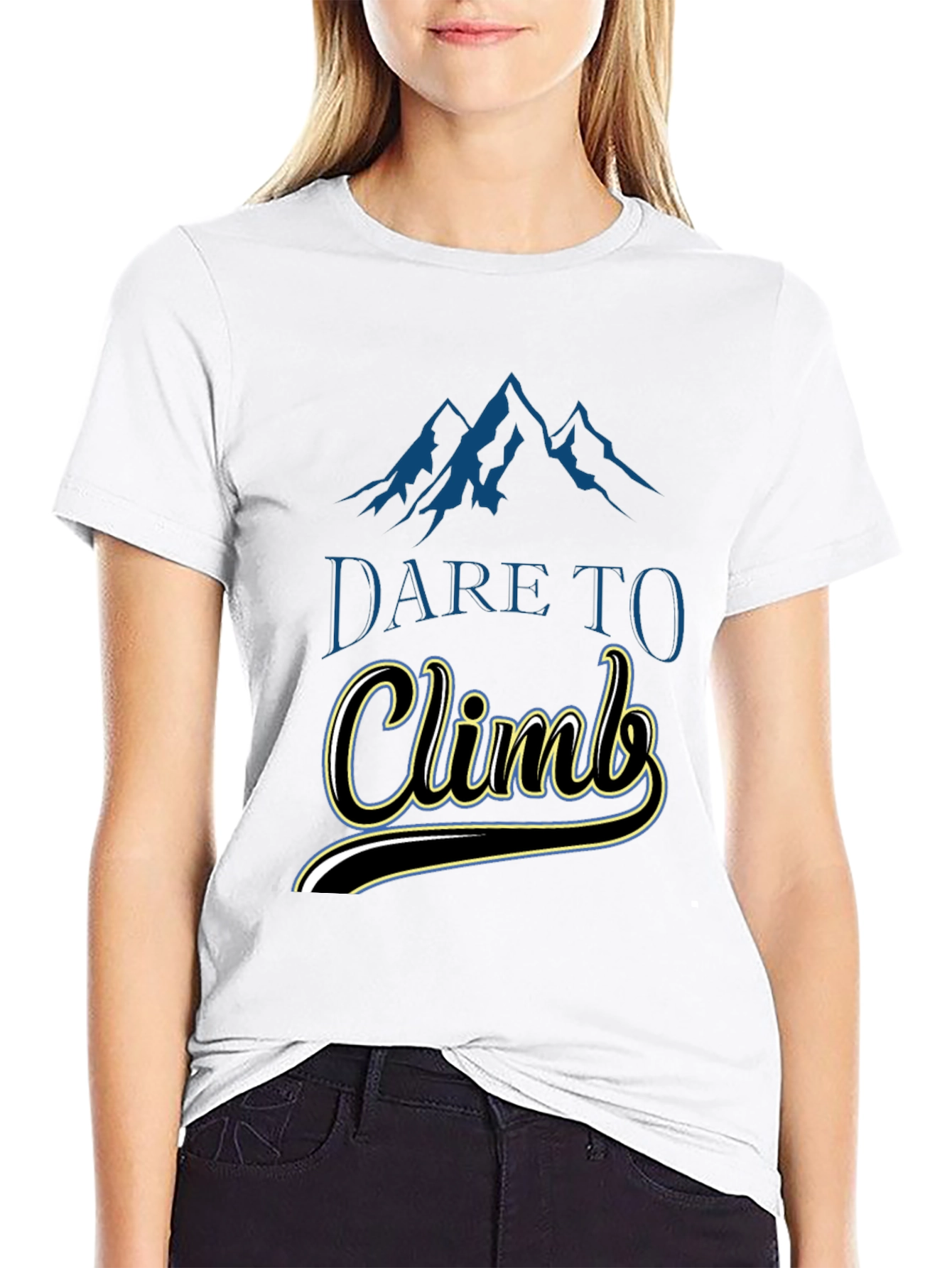 Black Dare To Climb Graphic Tee - Black Cotton T-Shirt view 9