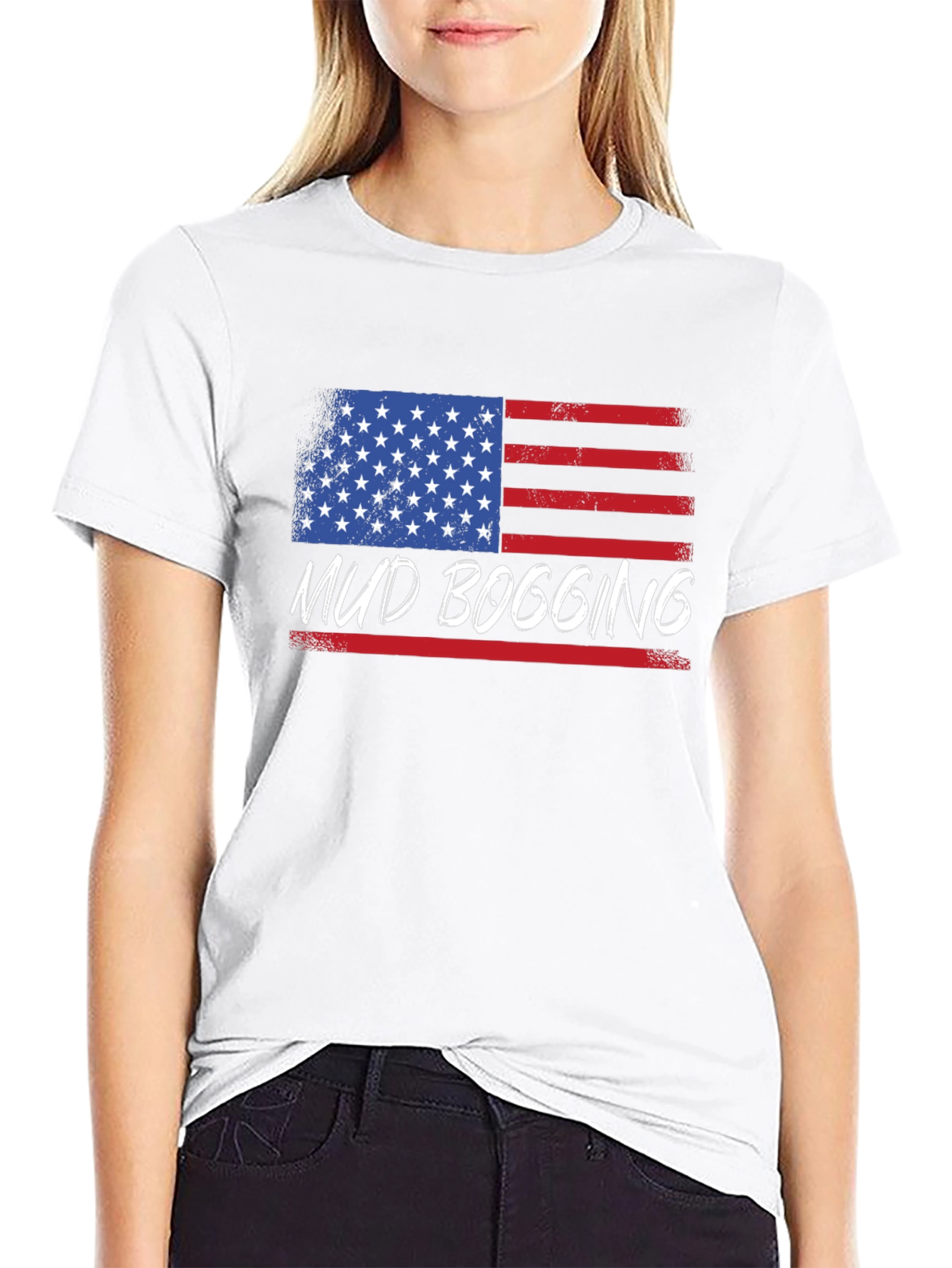 Black Mud Bogging American Flag T-Shirt view 9