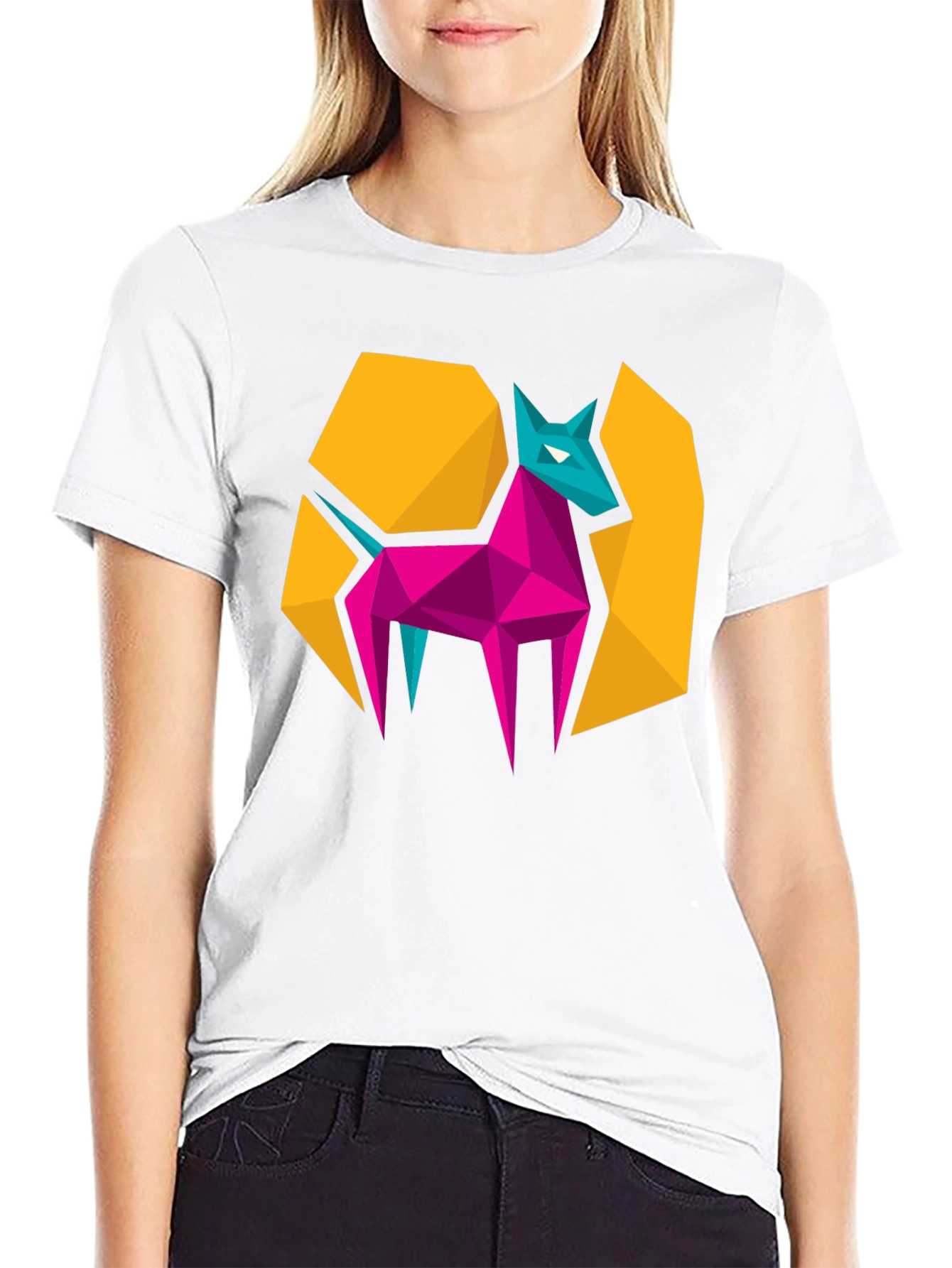 Black Geometric Animal Graphic Tee - Modern Design view 9