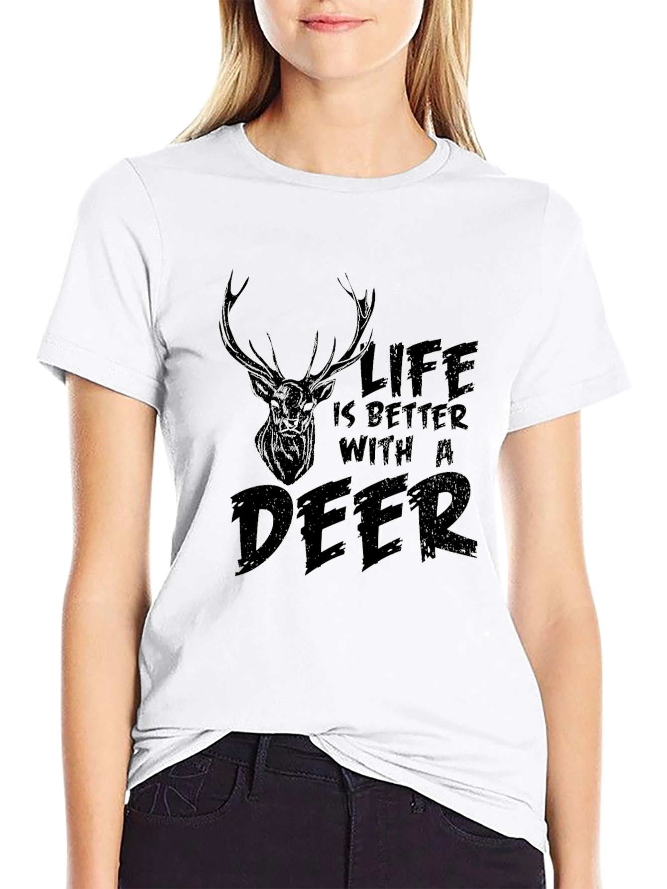 Black Life is Better With a Deer Black Graphic Tee view 9