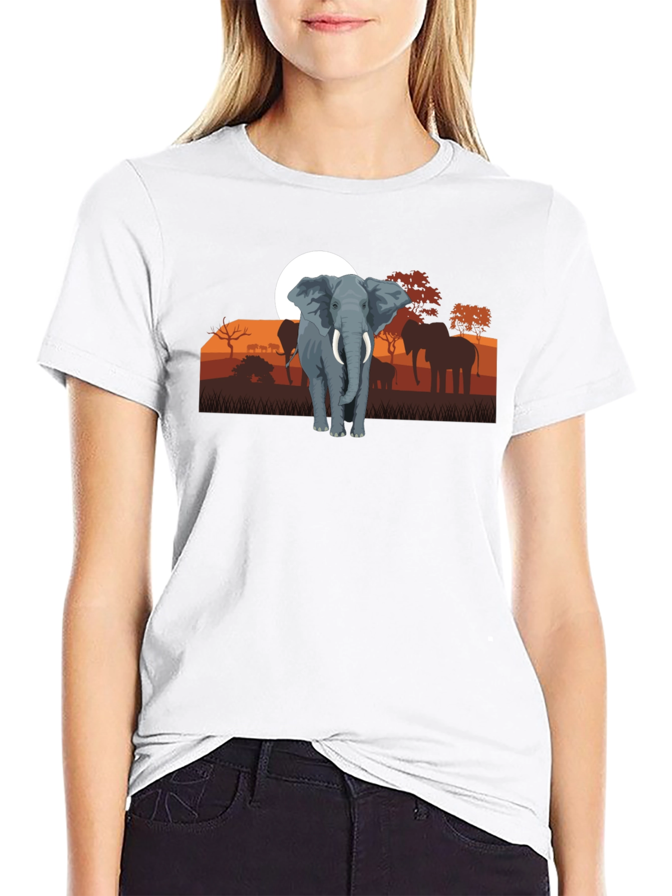 Black Elephant Sunset Graphic Tee - Wildlife Shirt view 9