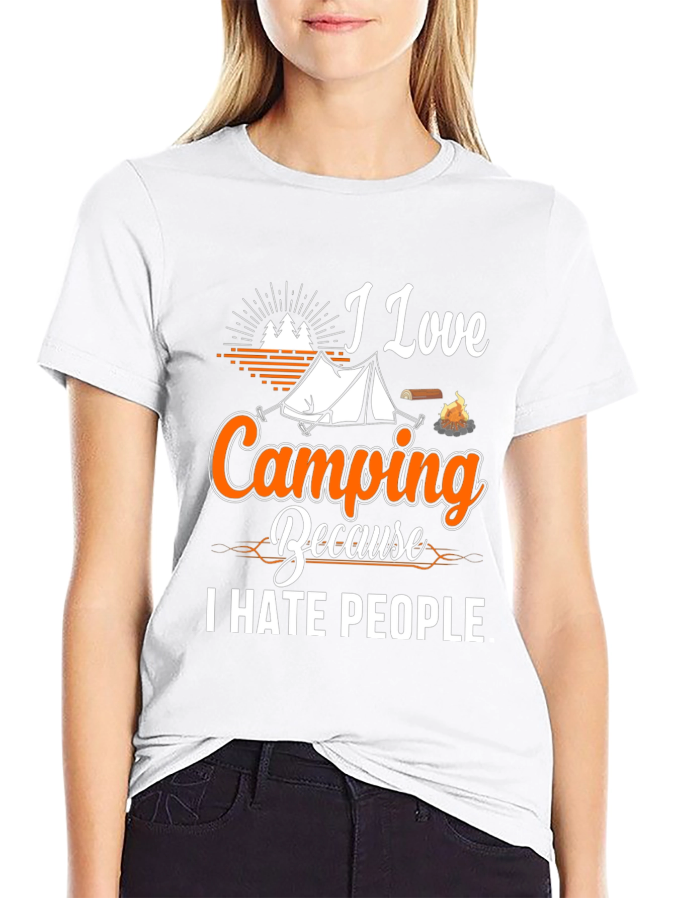 Black Camping Humor Graphic Tee - I Love Camping, I Hate People T-Shirt view 9