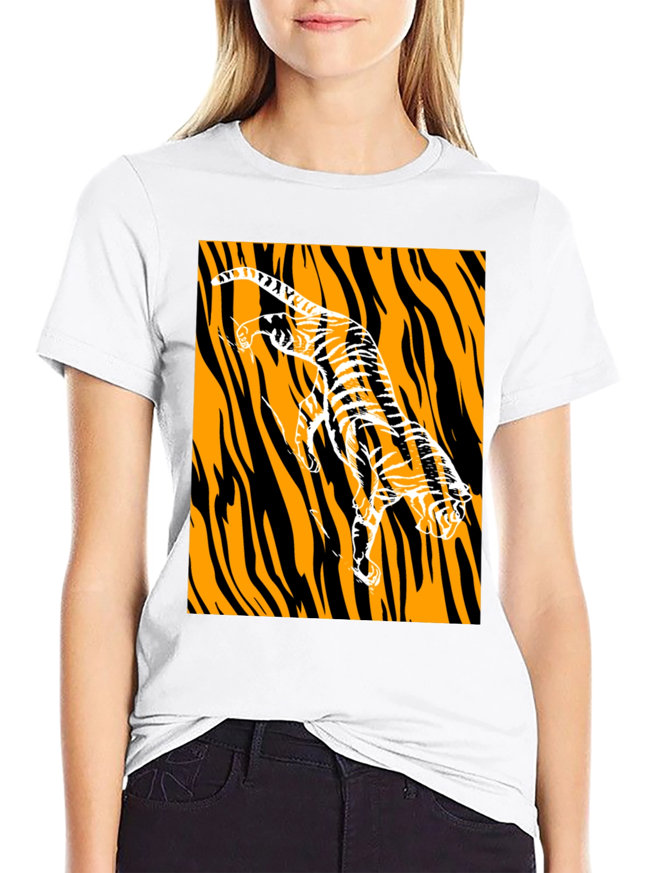 Black Tiger Graphic Print Black T-Shirt view 9