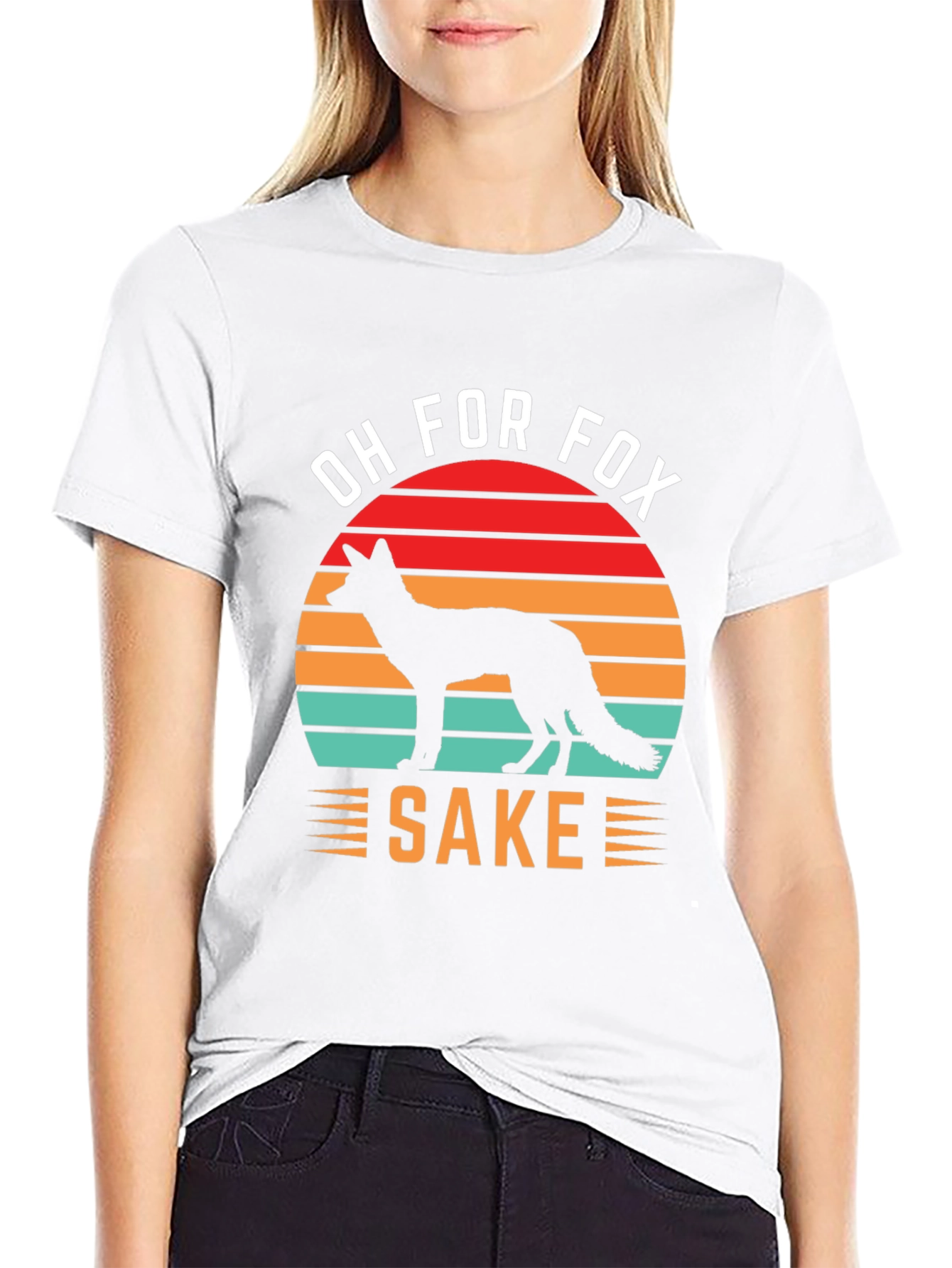 Black Oh For Fox Sake T-Shirt, Novelty Fox Lover Tee view 9