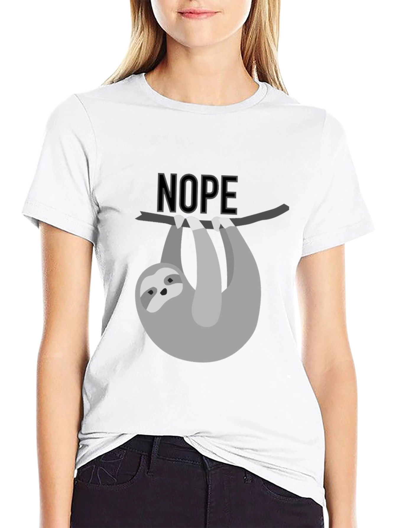 Black Nope Sloth Graphic Tee - Men's Black T-Shirt view 9