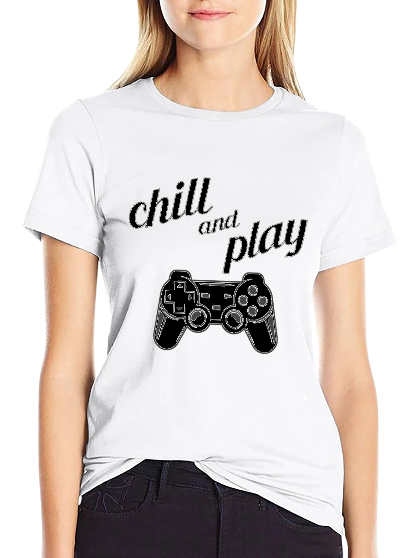 Black Chill and Play Gaming Controller Graphic Black T-Shirt view 9