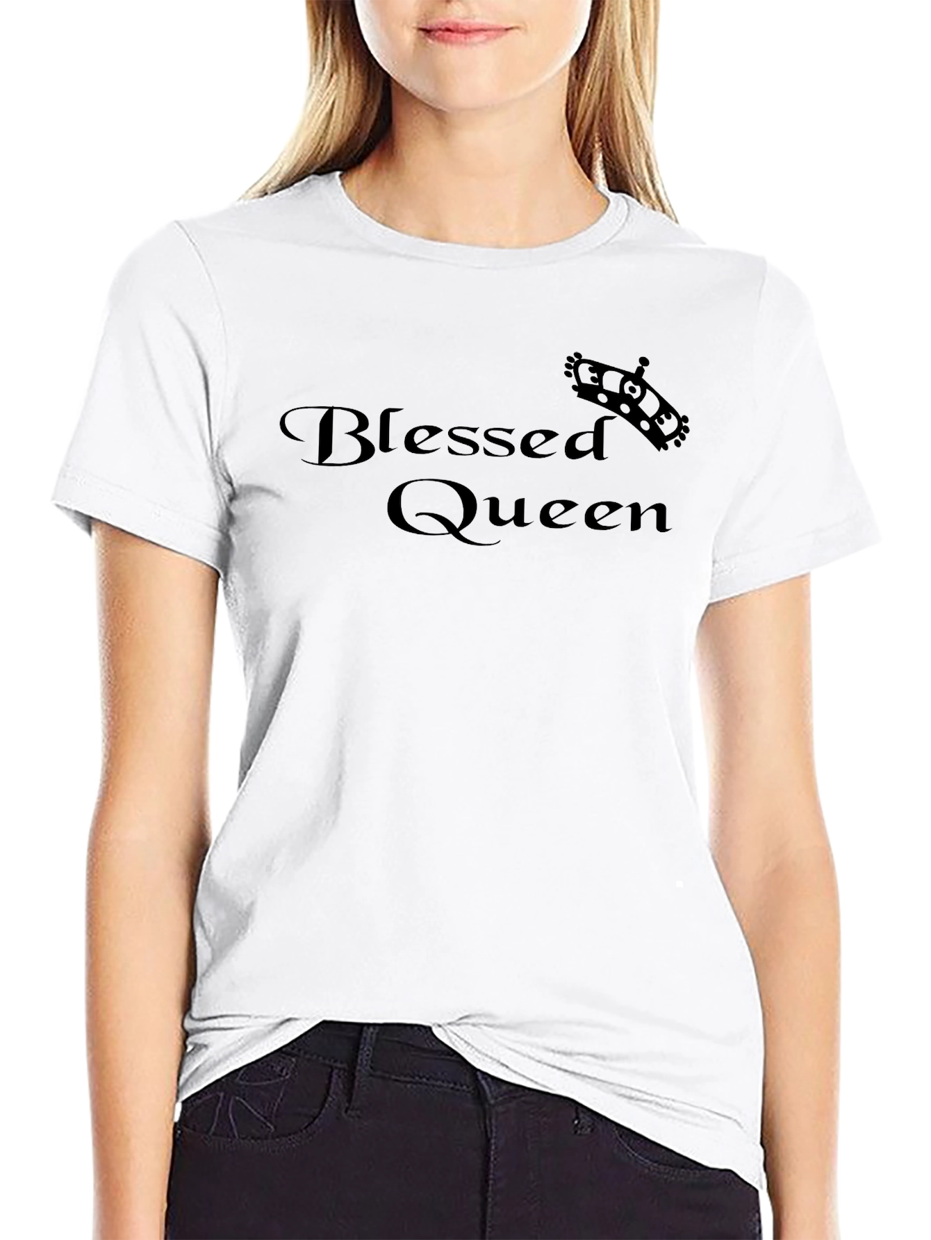 Black Blessed Queen T-Shirt - Stylish Graphic Tee view 9