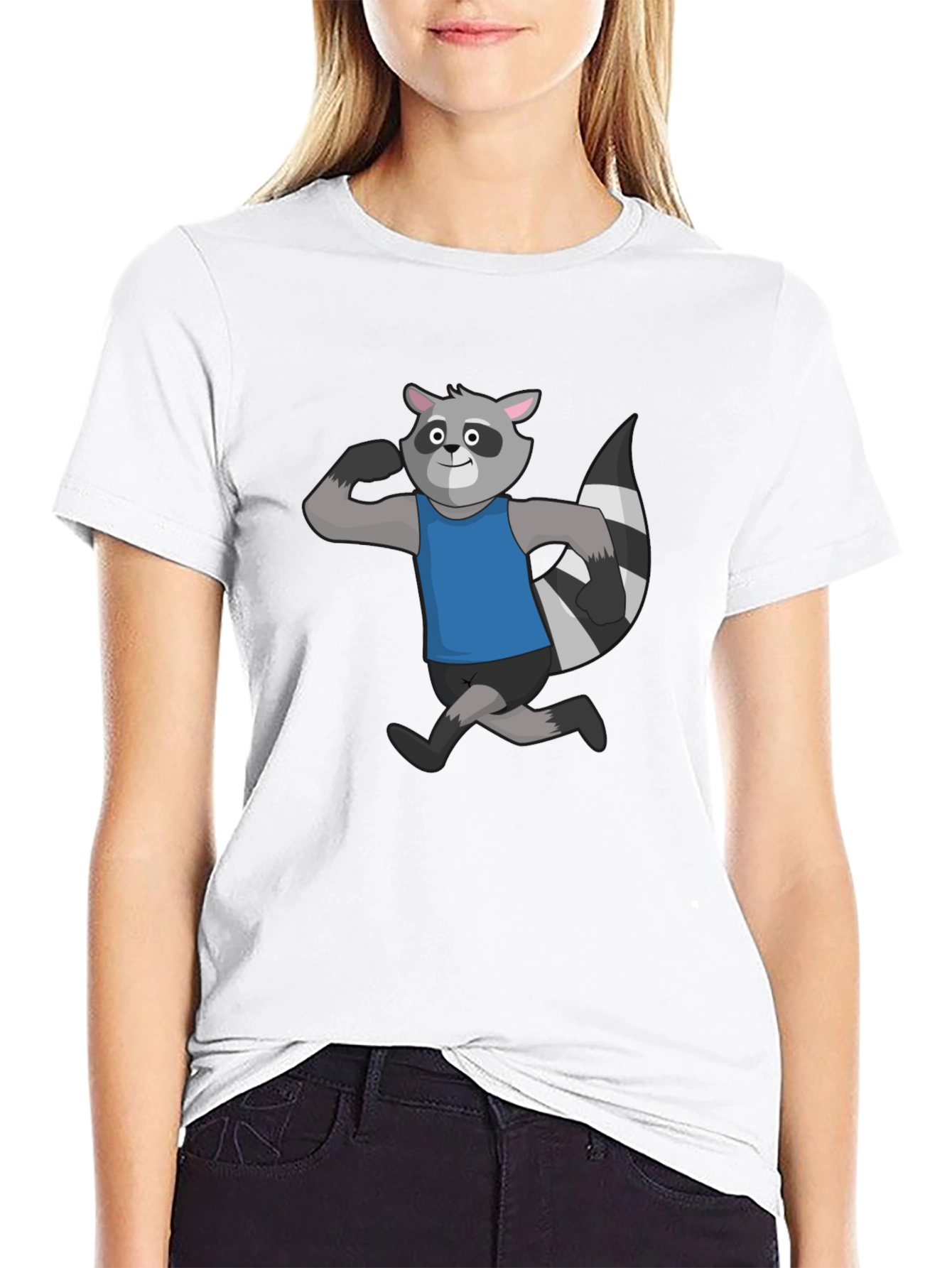 Black Raccoon Fitness T-Shirt - Black Cotton Tee view 9
