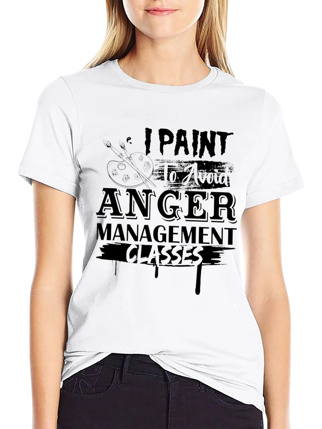 Black I Paint to Avoid Anger Management Classes T-Shirt view 9