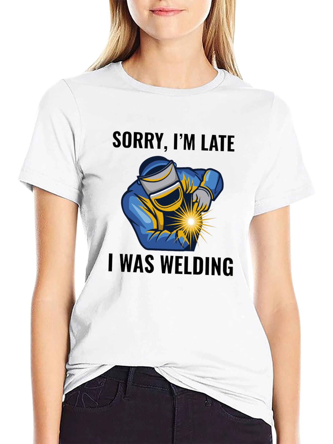 Black Welding T-Shirt - Sorry I'm Late Welder Tee view 9