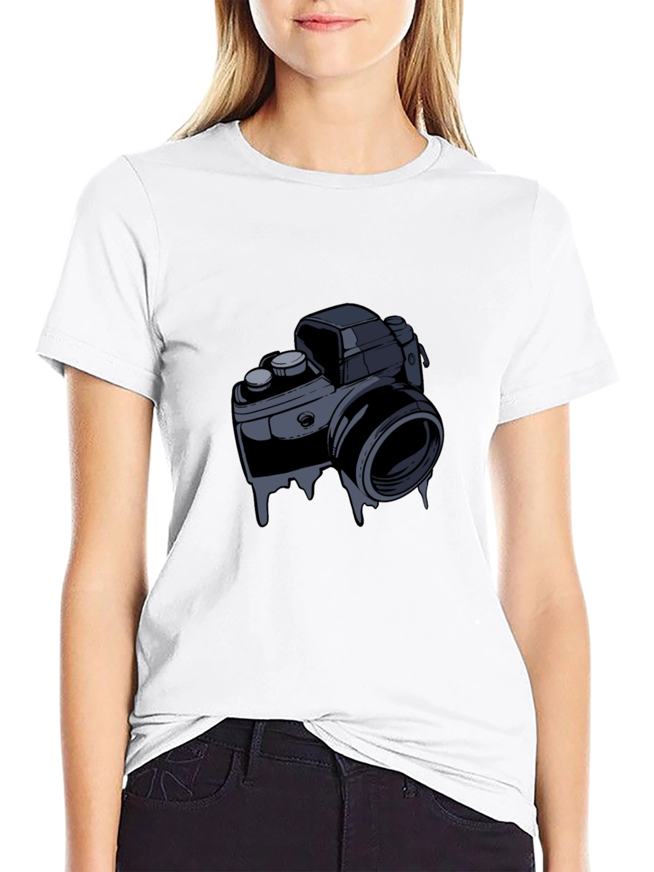 Black Retro Camera Graphic T-Shirt view 9