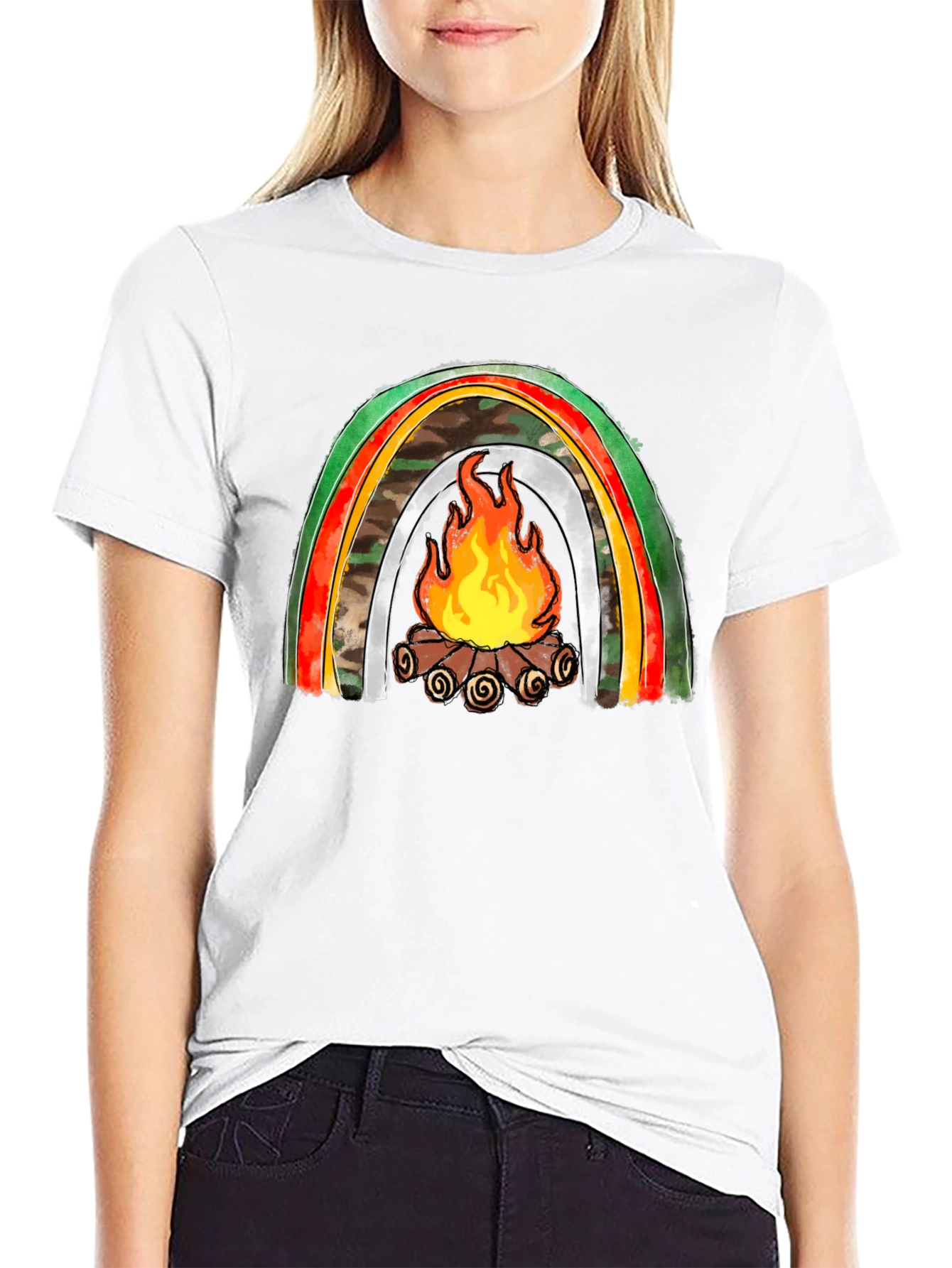 Black Campfire Rainbow Graphic Tee view 9