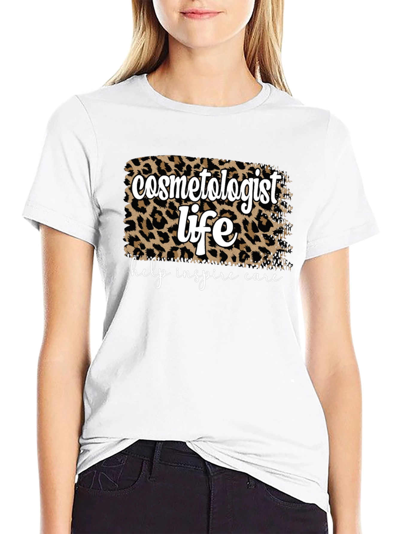 Black Cosmetologist Life Leopard Print T-Shirt view 9