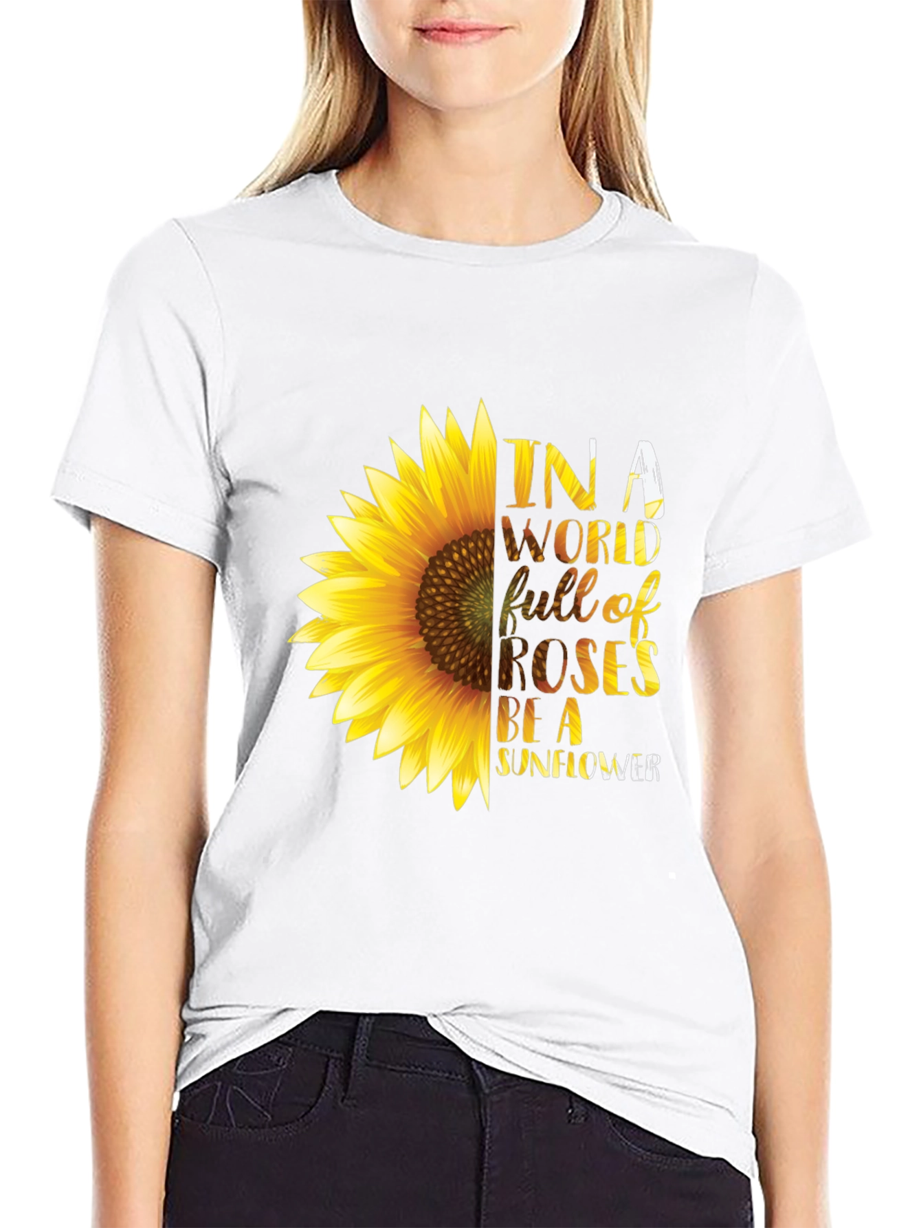 Black Sunflower Graphic T-Shirt - Be a Sunflower Tee view 9