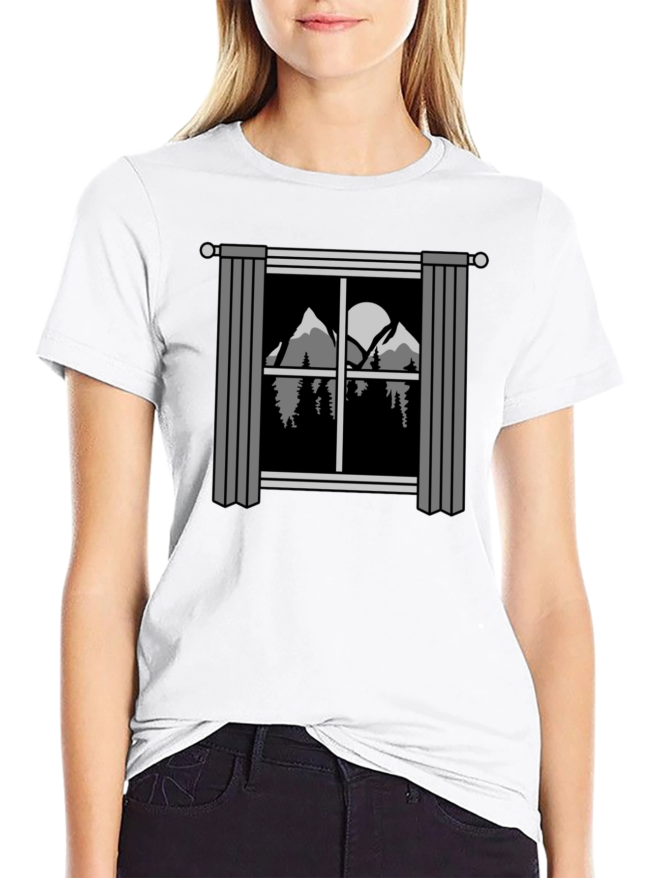 Black Mountain View T-Shirt - Nature Window Graphic Tee view 9