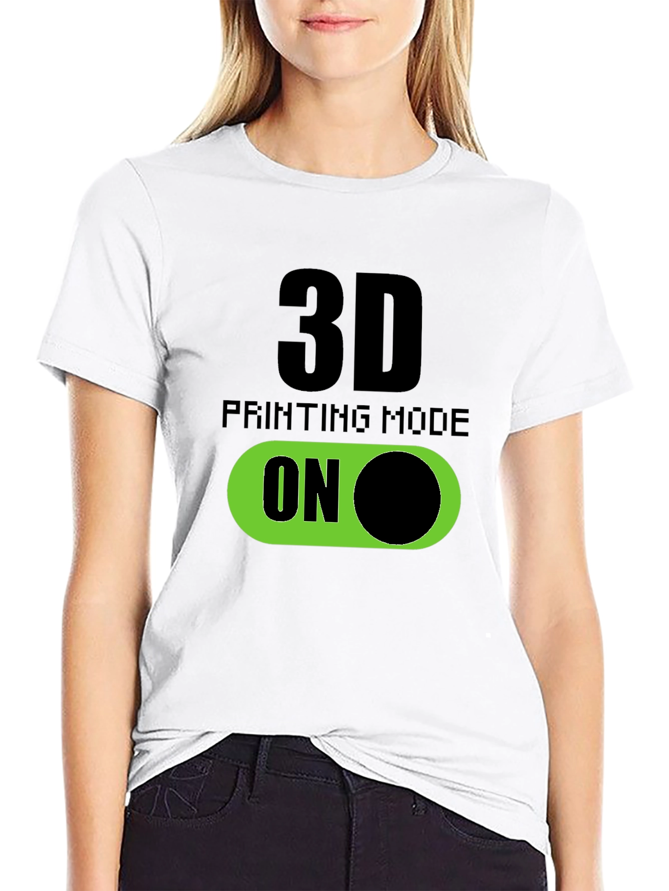 Black 3D Printing Mode On T-Shirt - Black view 9