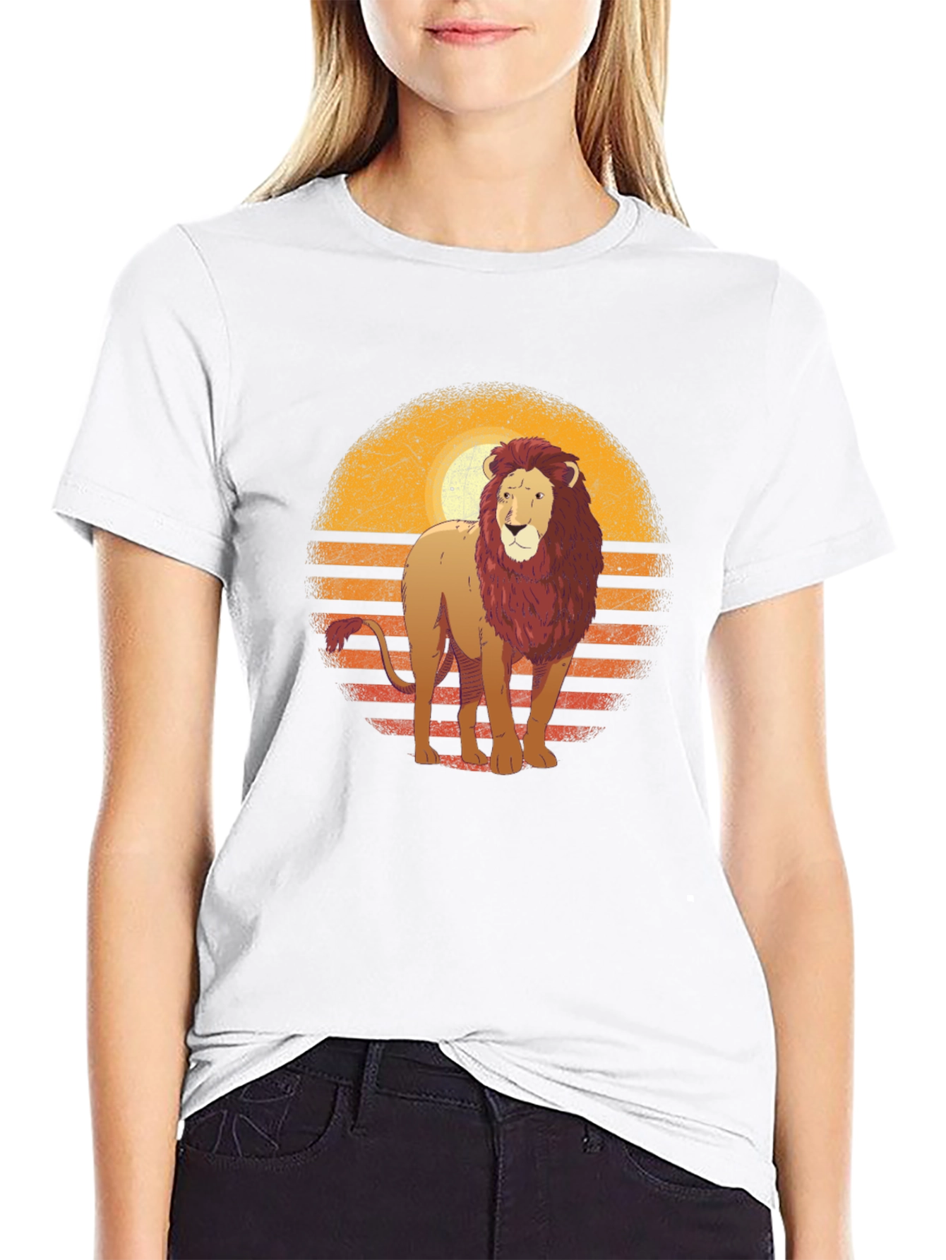 Black Retro Lion Graphic T-Shirt view 9