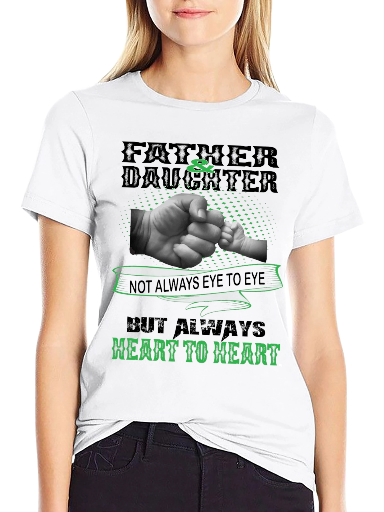 Black Father & Daughter Heart to Heart Black T-Shirt view 9