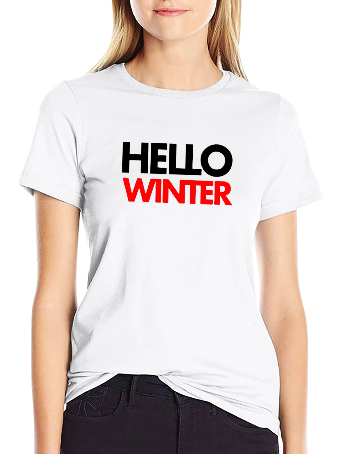 Black Hello Winter Graphic Tee - Stylish Holiday Apparel view 9