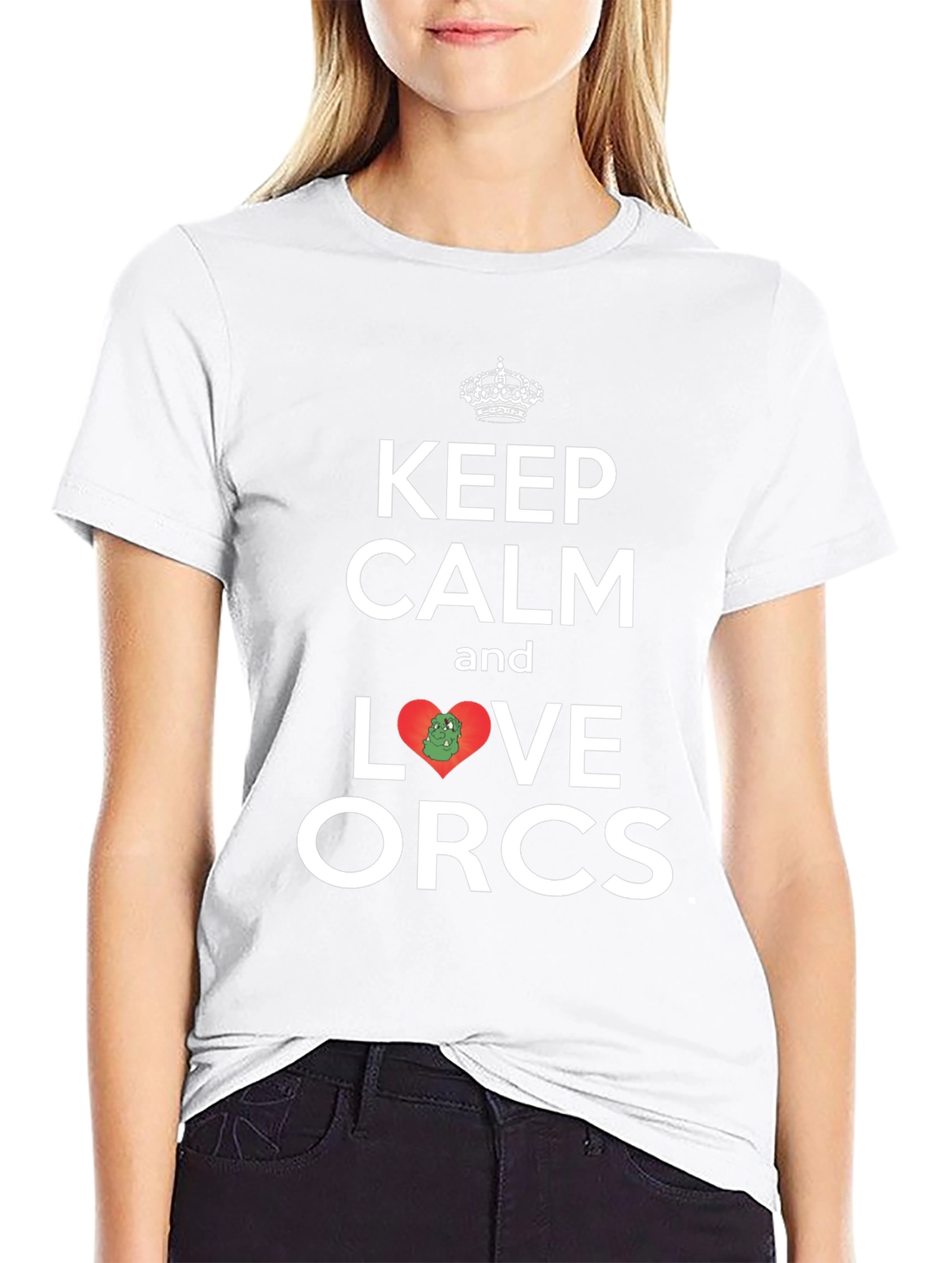 Black Keep Calm and Love Orcs T-Shirt view 9