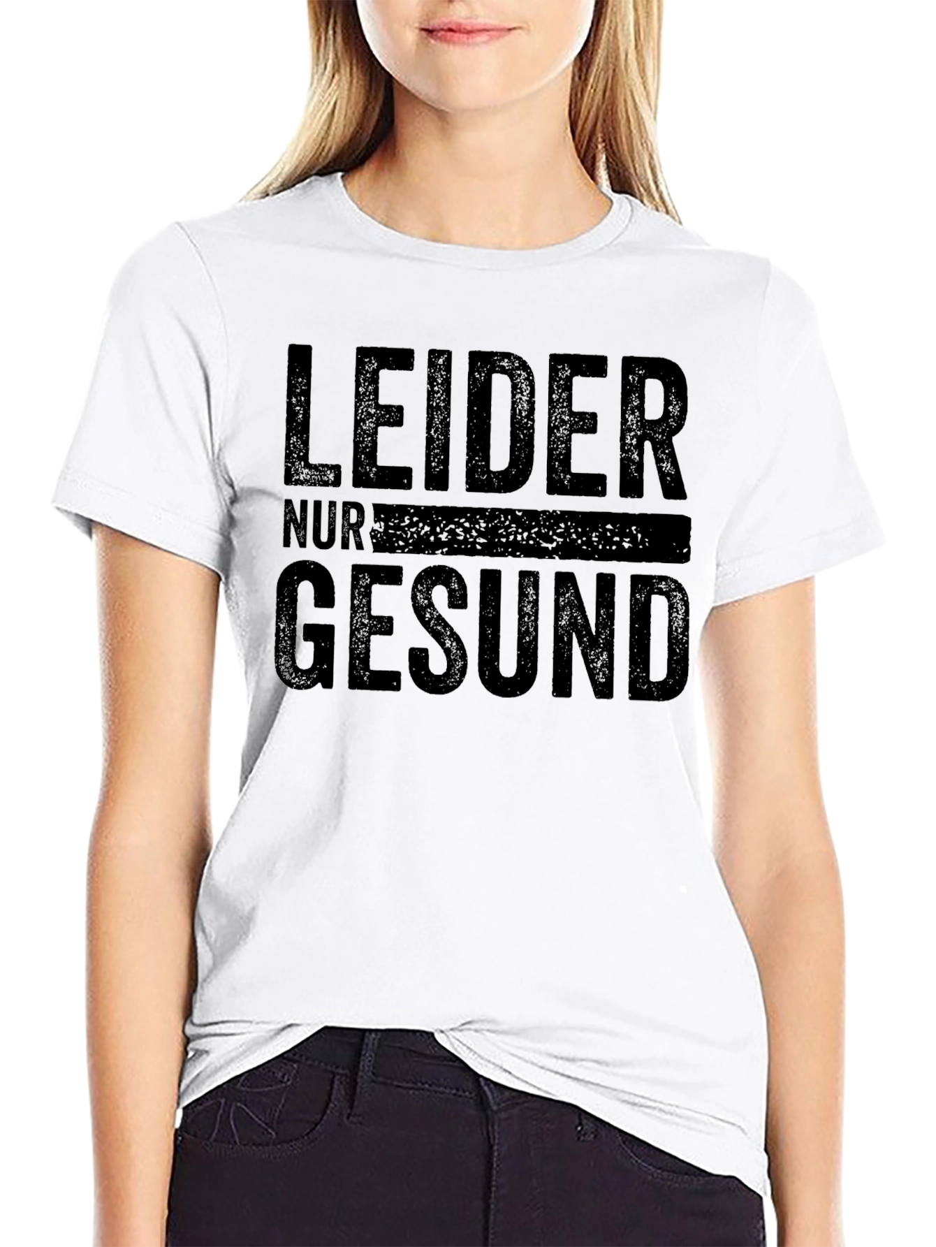 Black Leider Nur Gesund T-Shirt - Black Graphic Tee view 9