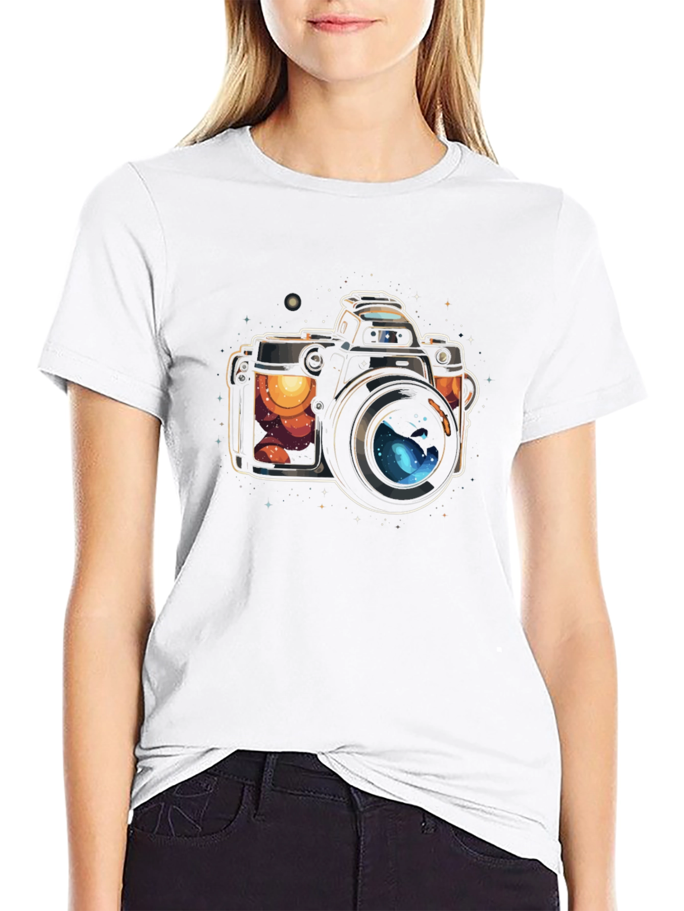 Black Cosmic Camera Graphic T-Shirt view 9